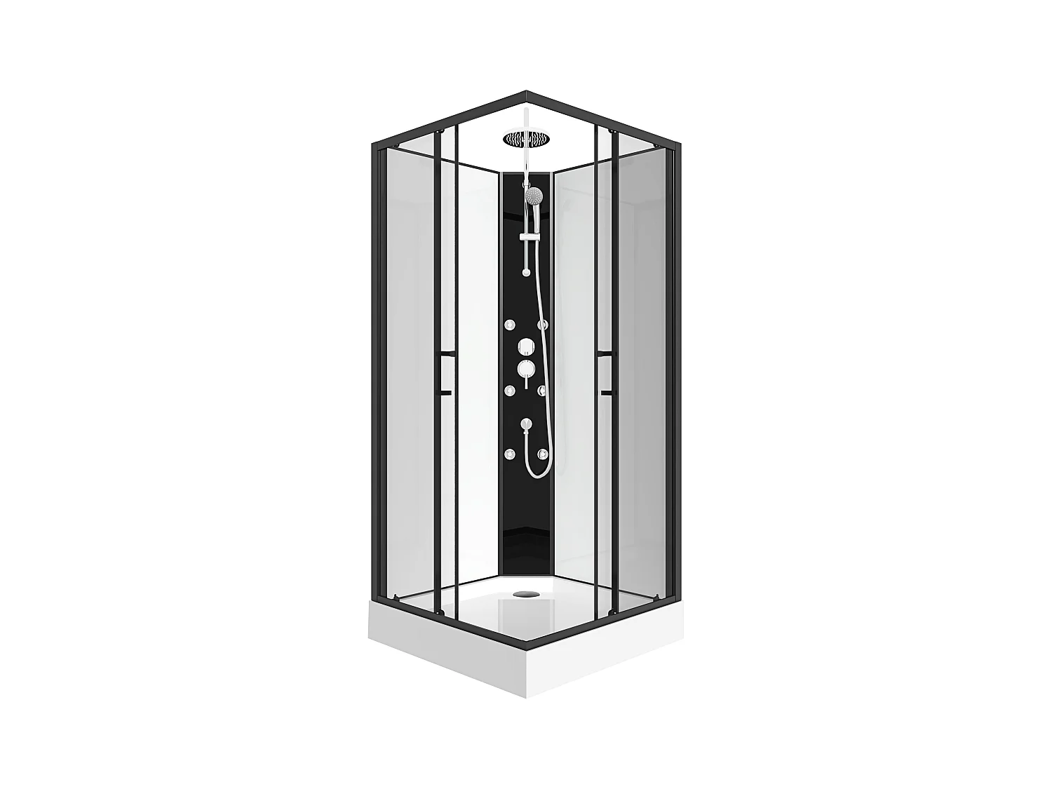 Cabine de duche de canto de hidromassagem C80 x L80 x A225 cm - KIVORA