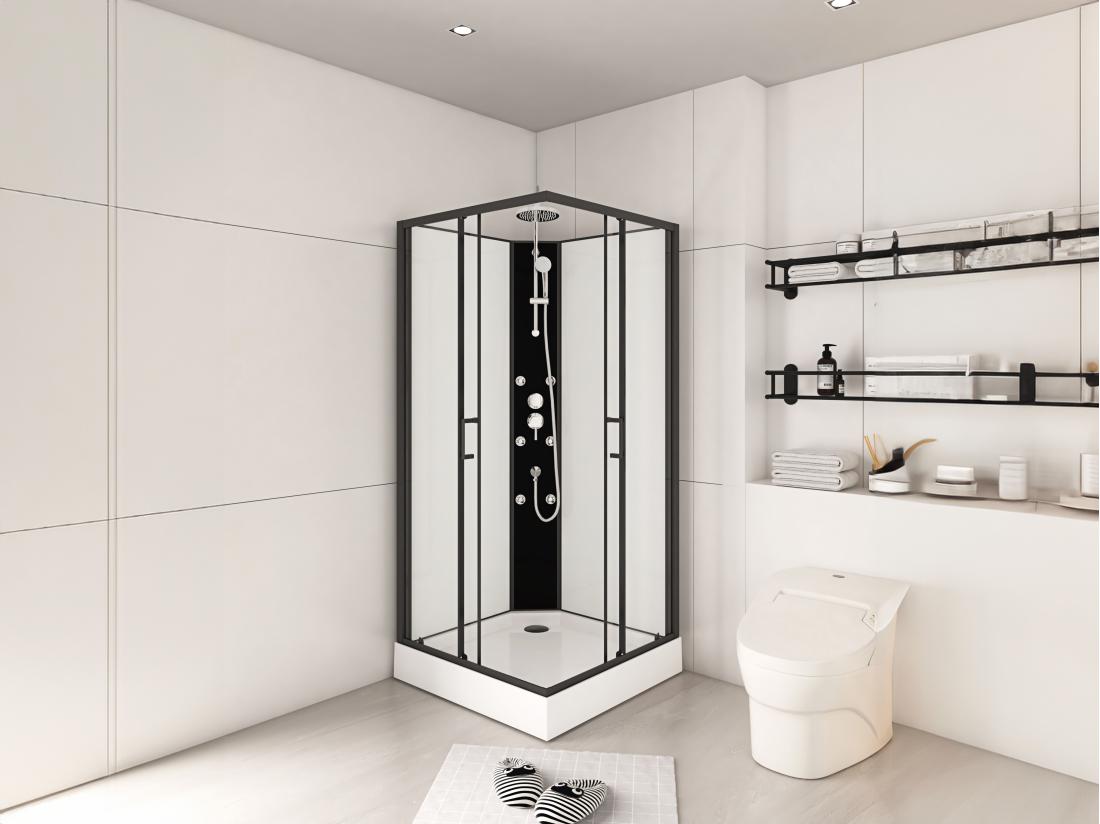 vente unique Cabine de douche d'angle hydromassante - L80 x l80 x H225 cm - KIVORA