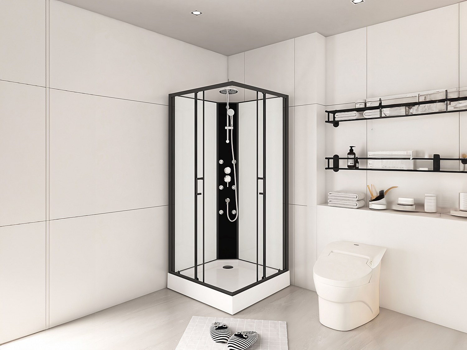Vente-unique Eck-Duschkabine Mit Hydromassage - 80 X 80 X 225 Cm - Kivora