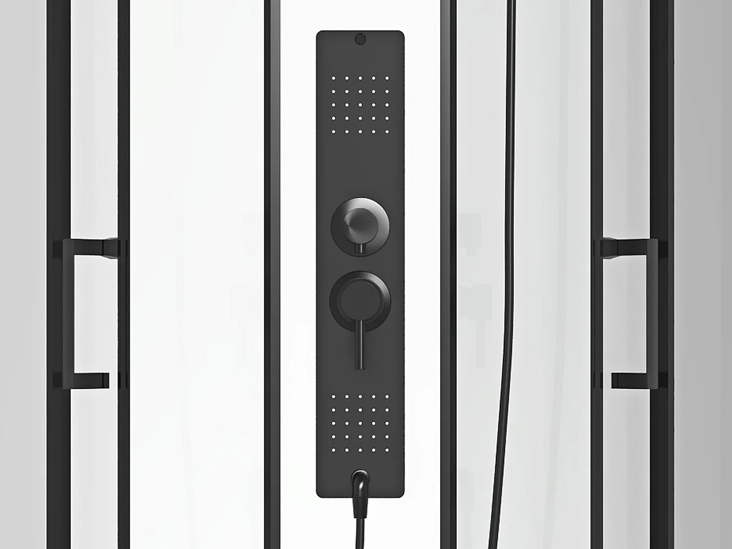 Cabine de douche hydromassante carrée - Noir mat et blanc - L90 x l90 x H215 cm  - TANITO