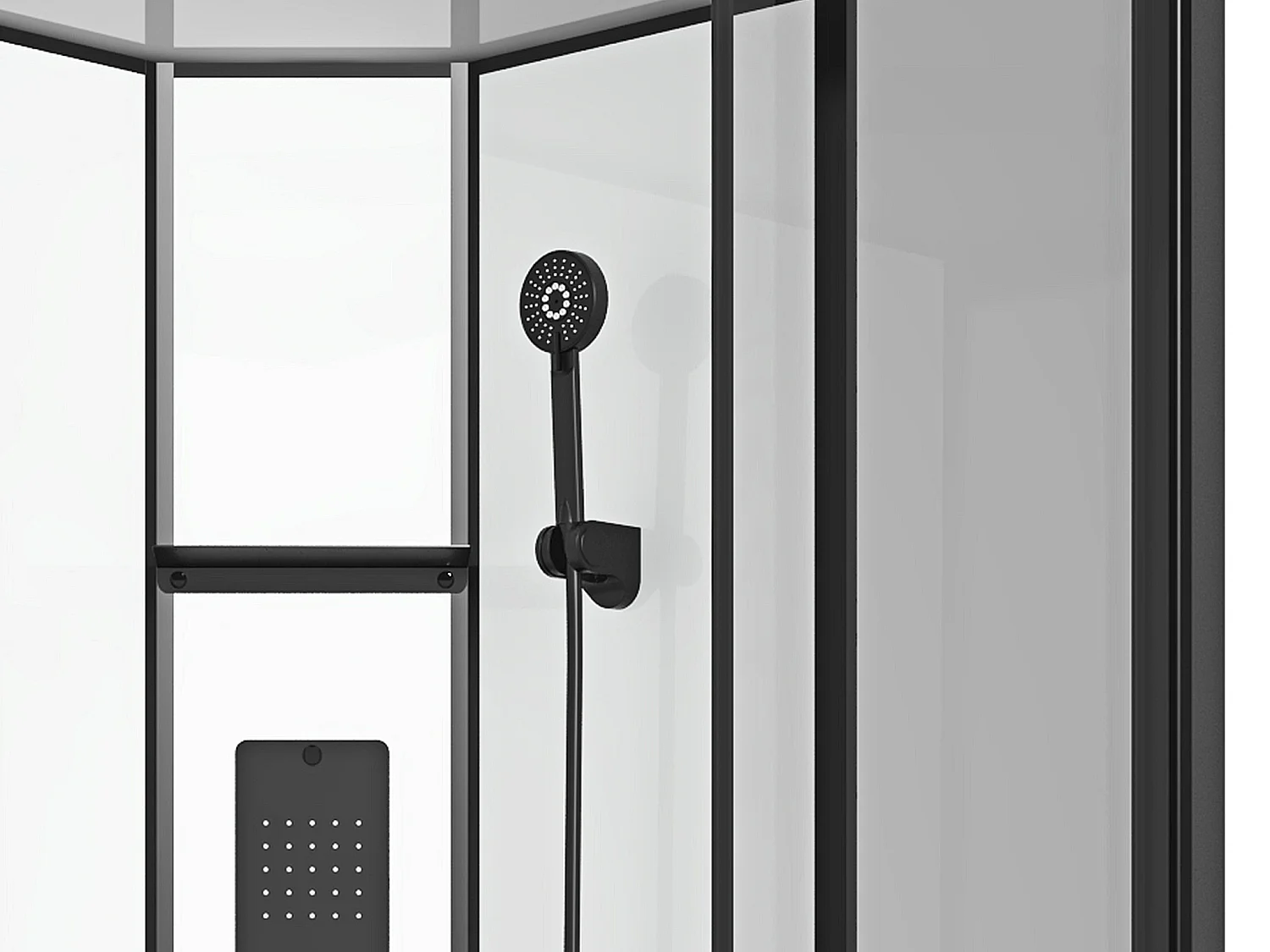 Cabine de douche hydromassante carrée - Noir mat et blanc - L90 x l90 x H215 cm  - TANITO