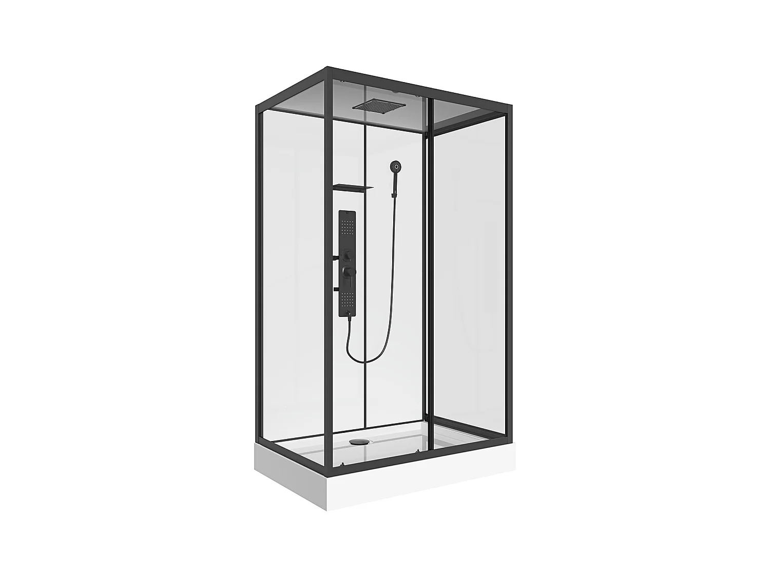 Cabine de douche hydromassante rectangulaire - Installation réversible - L110 x l80 x H215 cm - SULIPA