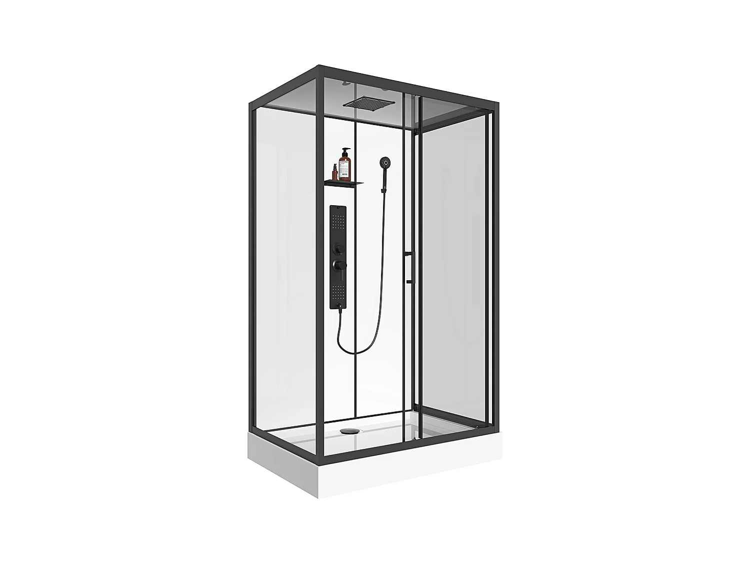 Cabine de douche hydromassante rectangulaire - Installation réversible - L110 x l80 x H215 cm - SULIPA