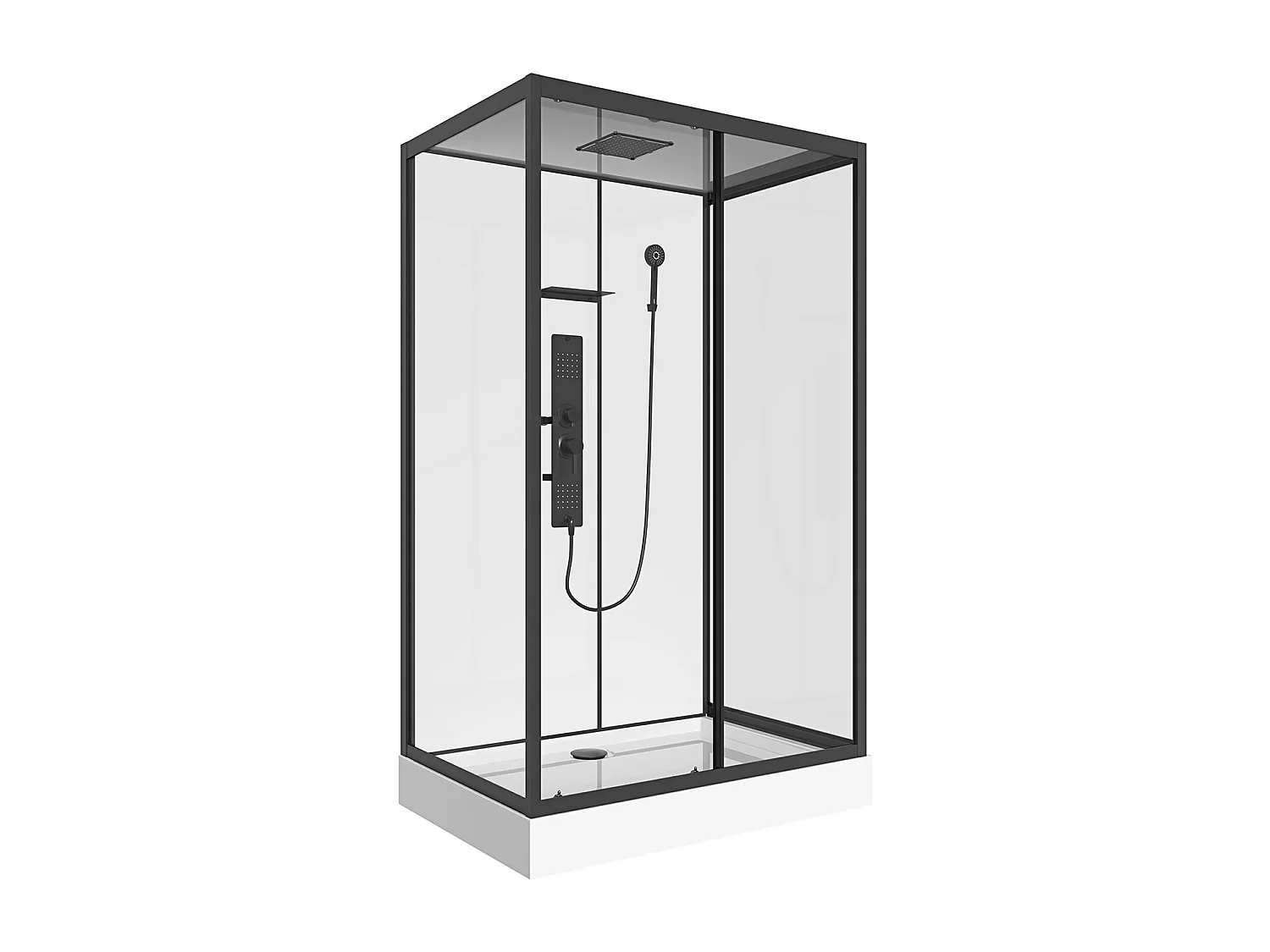 Cabine de douche hydromassante rectangulaire - Installation réversible - L110 x l80 x H215 cm - SULIPA