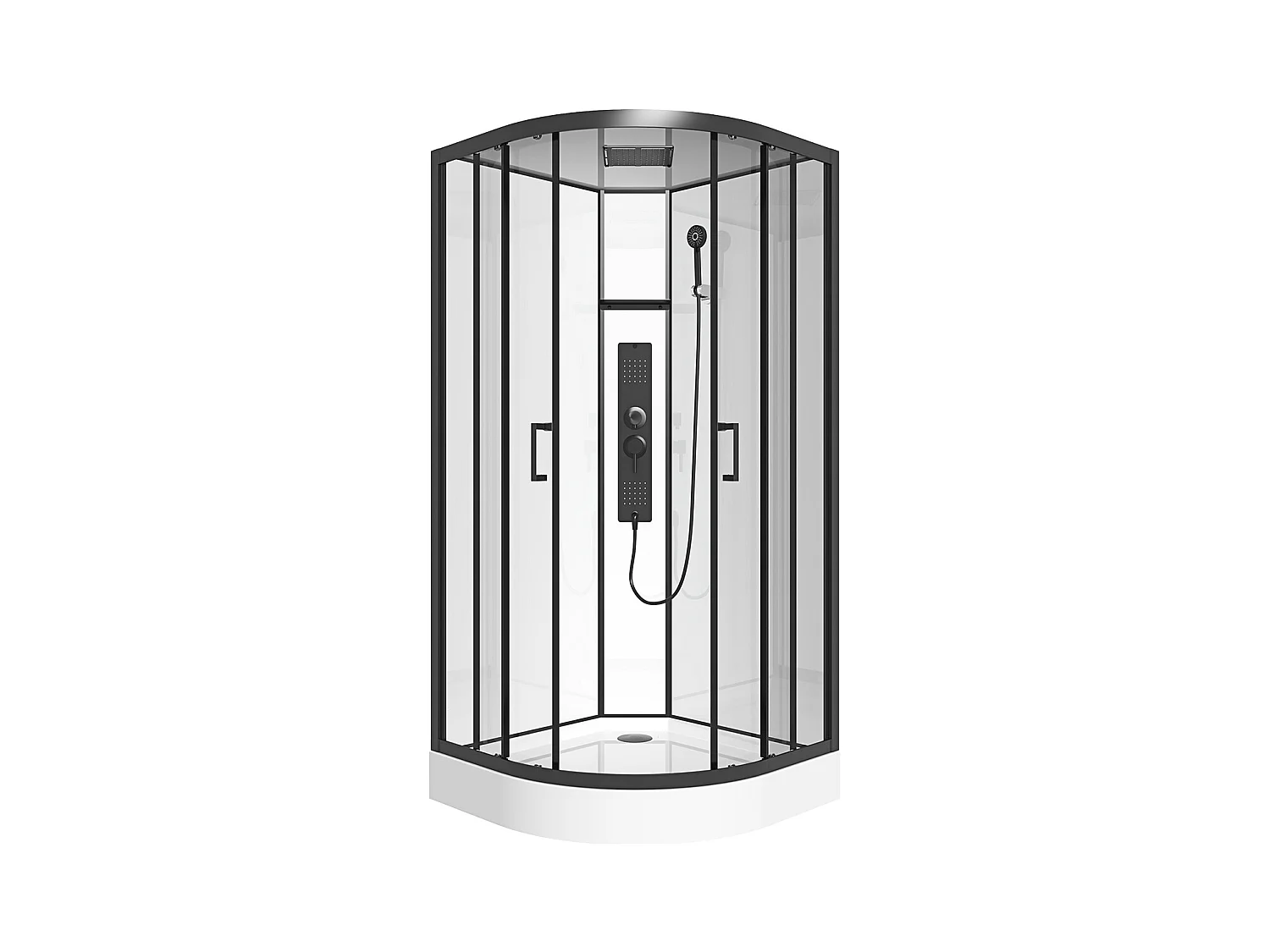 Kwartcirkelvormige douchecabine met massagestralen – L90 x B90 x H215 cm – SOLENA