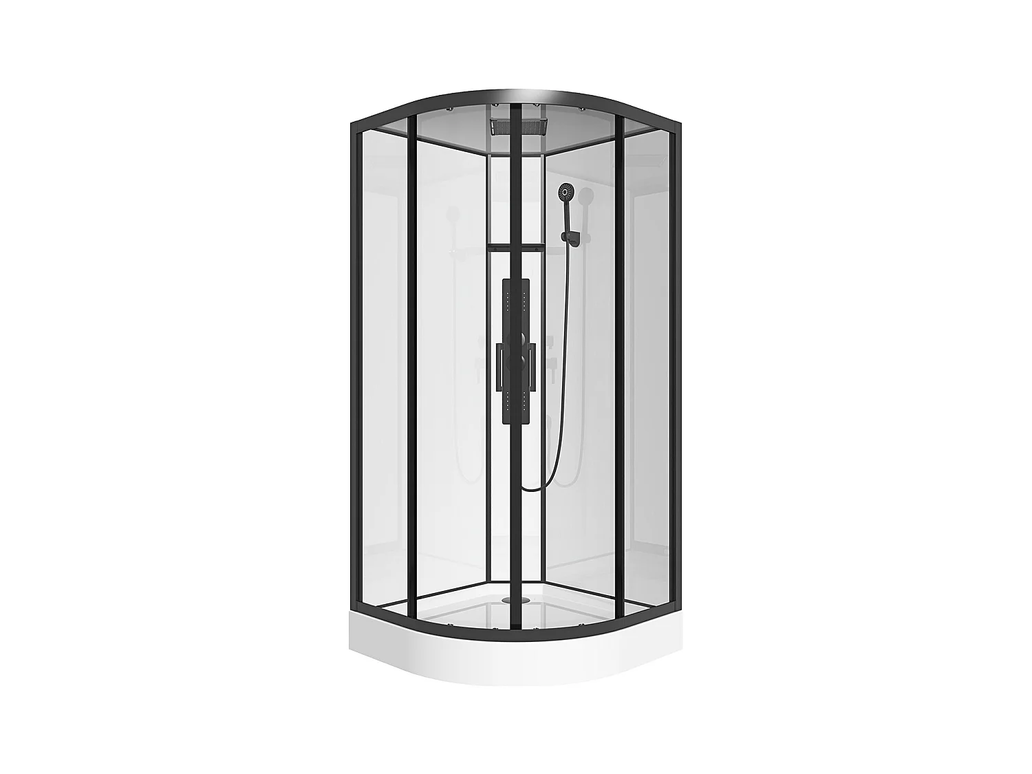 Kwartcirkelvormige douchecabine met massagestralen – L90 x B90 x H215 cm – SOLENA