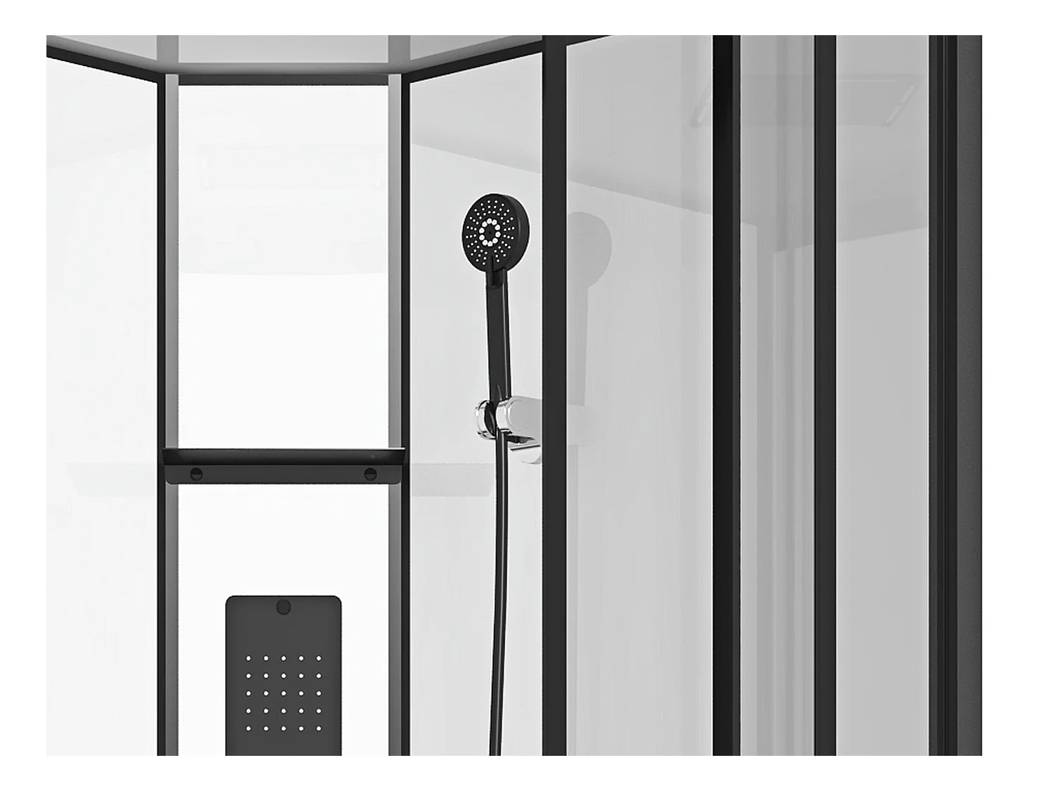 Kwartcirkelvormige douchecabine met massagestralen – L90 x B90 x H215 cm – SOLENA