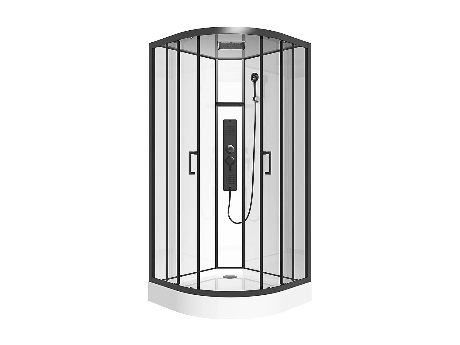 Cabine de duche de hidromassagem em quarto de círculo C90 x L90 x A215 cm - SOLENA