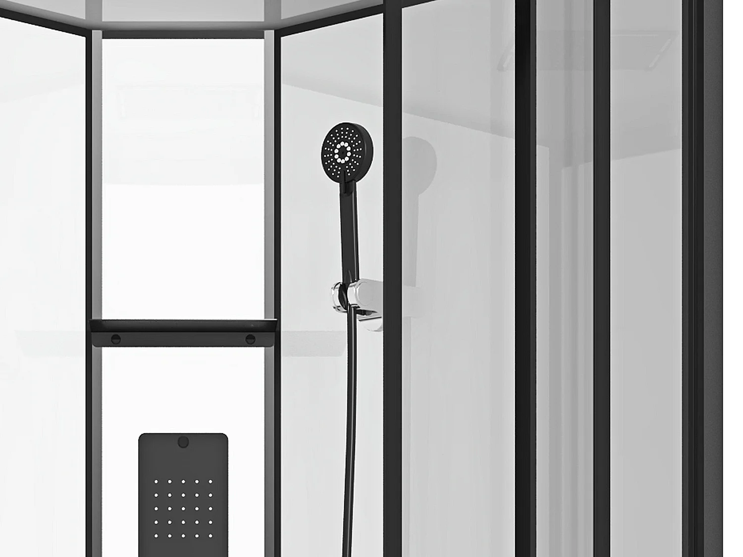 Cabine de duche de hidromassagem em quarto de círculo C90 x L90 x A215 cm - SOLENA