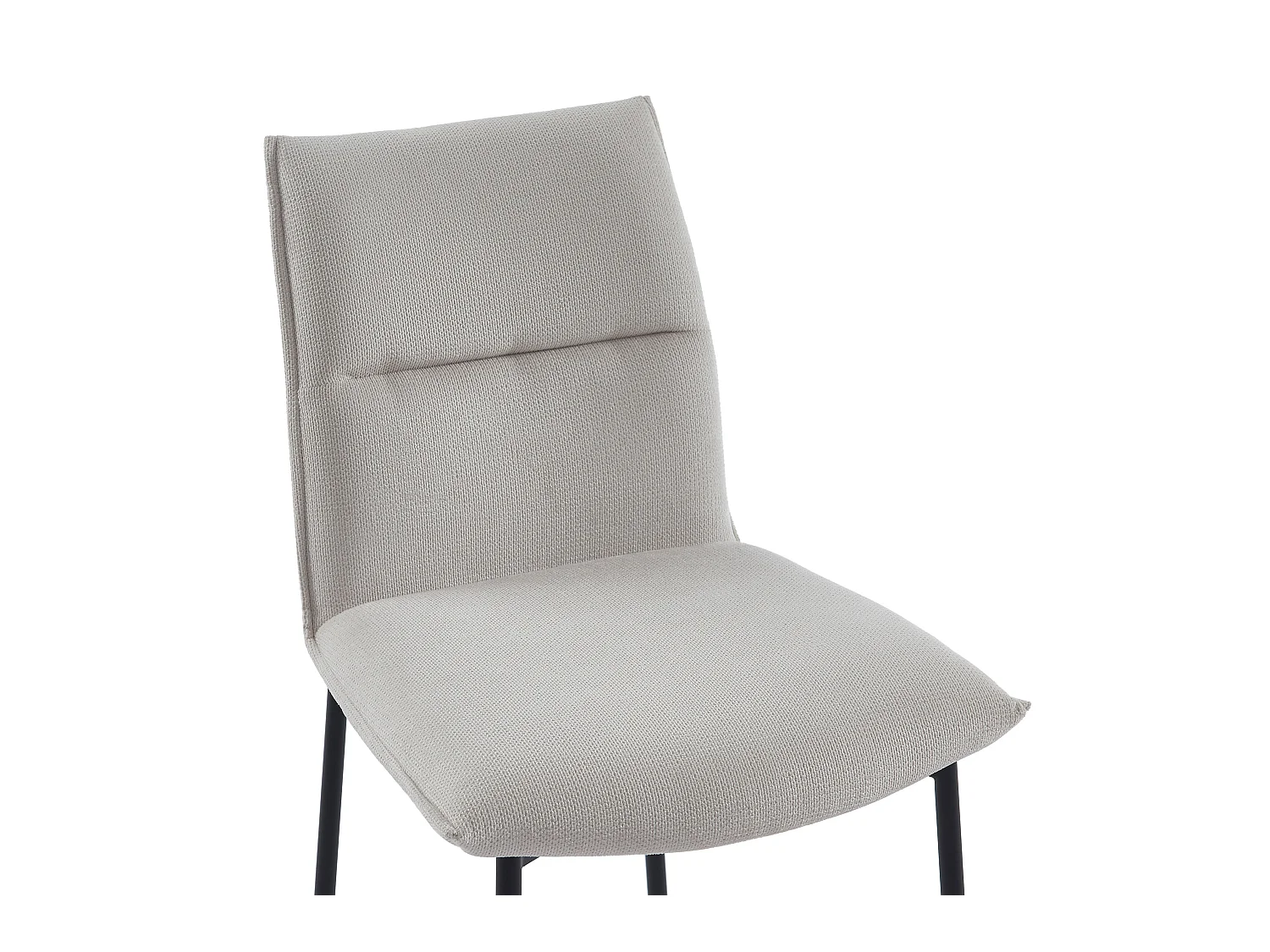 Stuhl 2er-Set - Stoff & schwarzes Metall - Cremefarben - ETIVAL