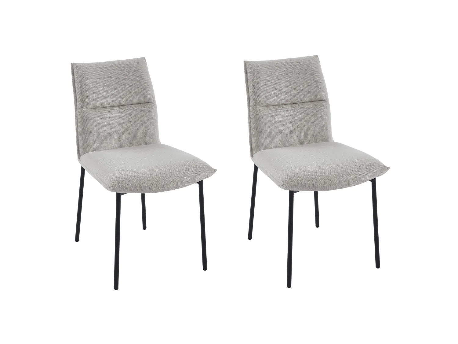 Lot de 2 chaises en tissu et métal noir - Crème - ETIVAL