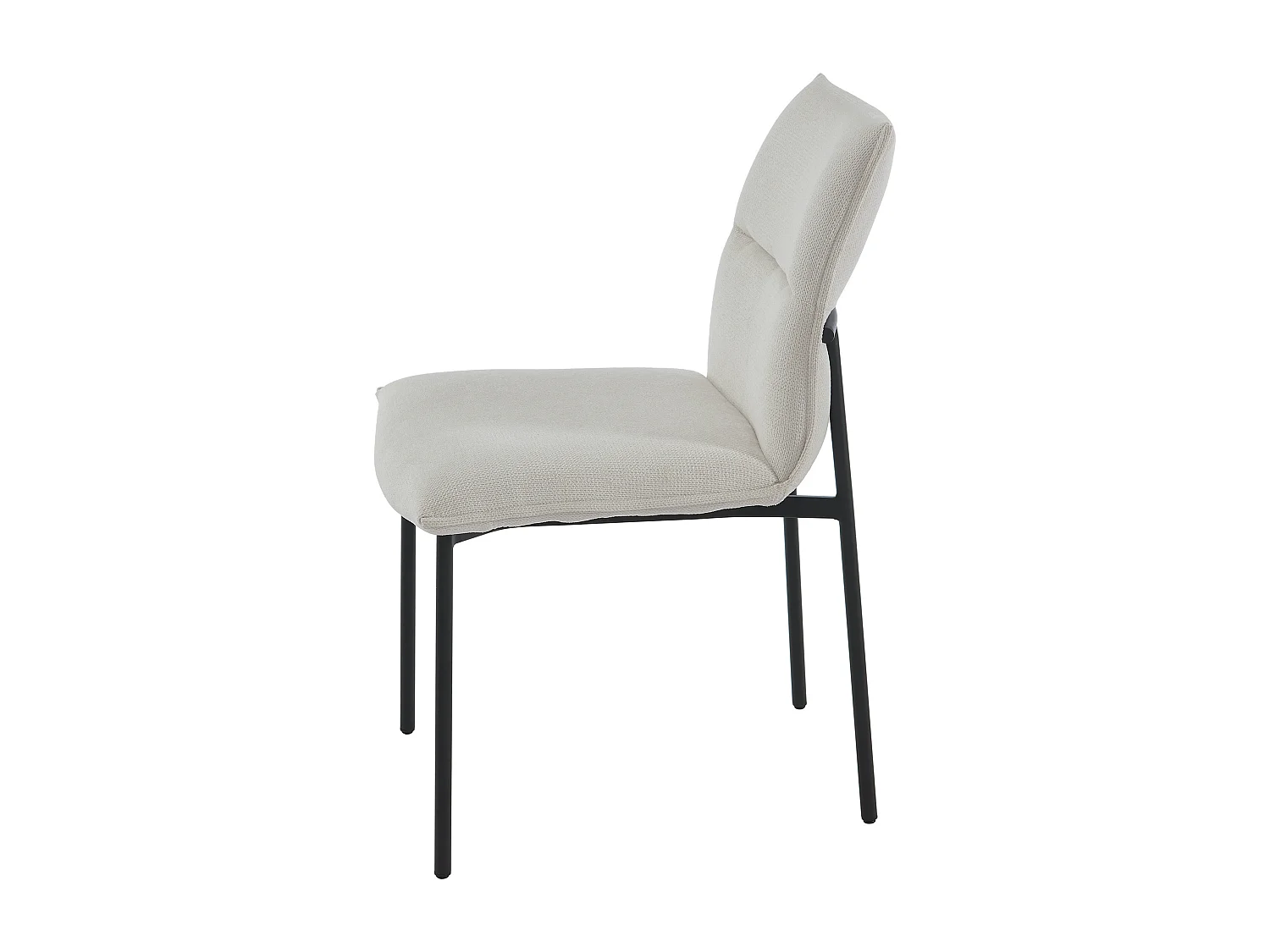 Lot de 2 chaises en tissu et métal noir - Crème - ETIVAL