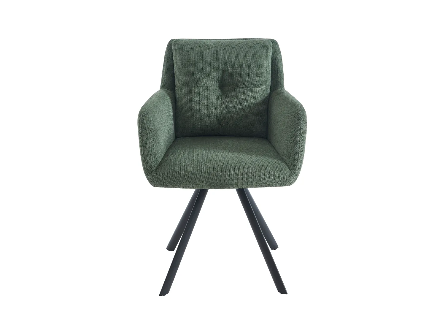 Lote de 2 sillas con reposabrazos de tela y metal negro - Verde - ZOLEVY