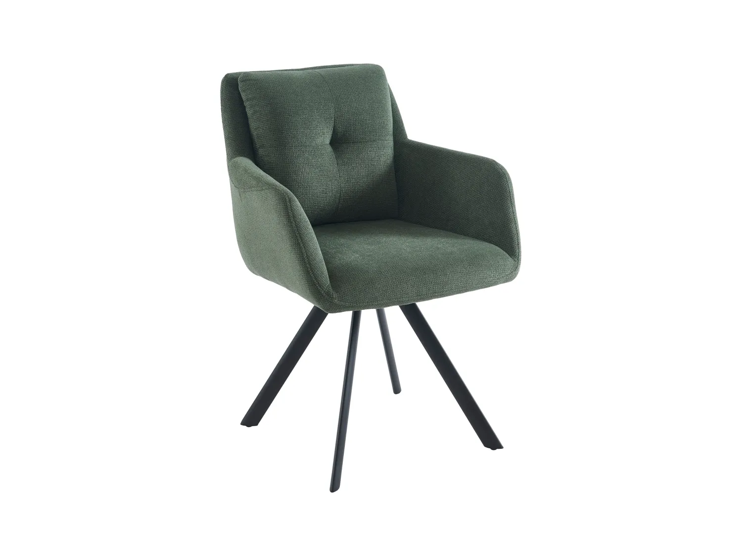 Lote de 2 sillas con reposabrazos de tela y metal negro - Verde - ZOLEVY