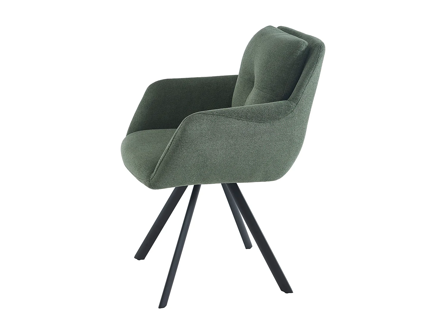 Lote de 2 sillas con reposabrazos de tela y metal negro - Verde - ZOLEVY