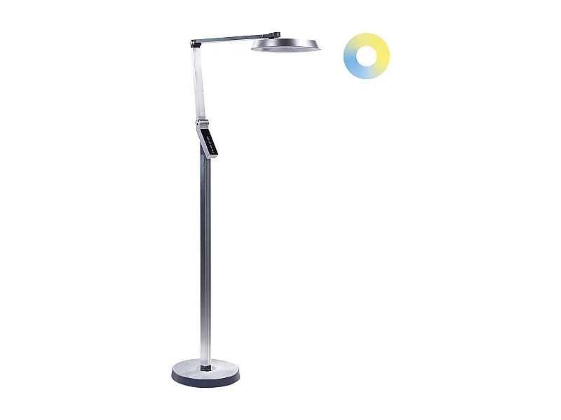 LED Stehleuchte Büroarbeitsleuchte Kunststoff Aluminium Dimmen Silber Carina
