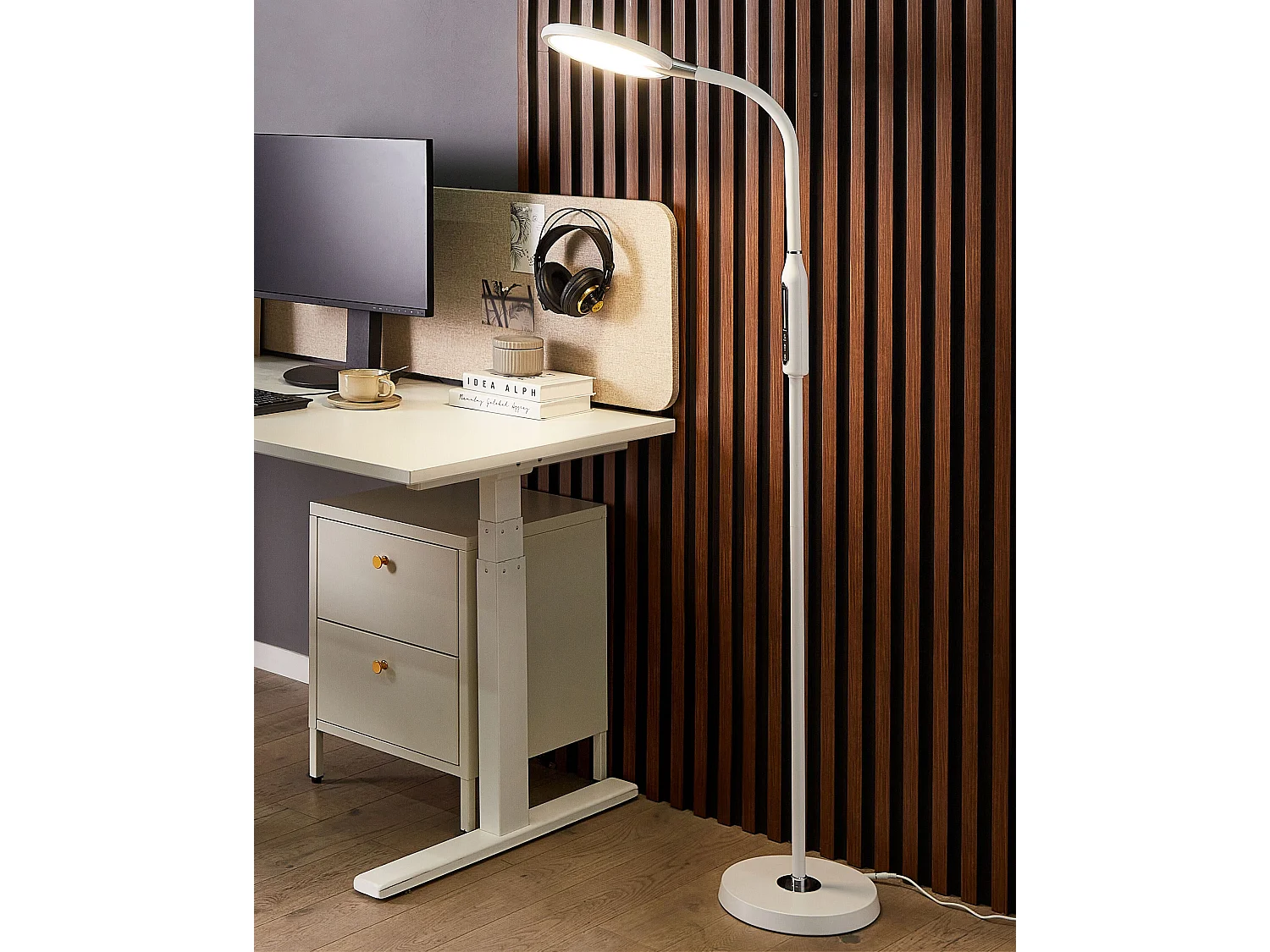 Candeeiro de pé LED CASSIOPEIA Com regulador de intensidade Metal Branco