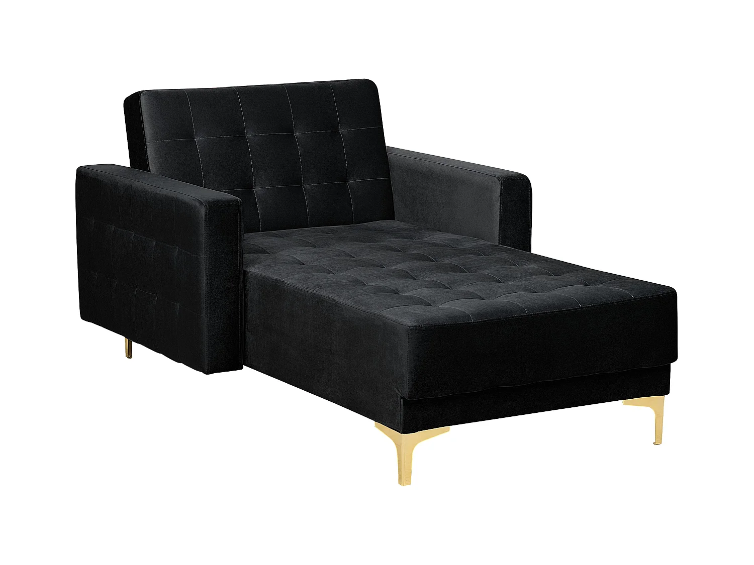 Chaiselongue Samtstoff schwarz mit Metallgestell gold versteppt Modern Aberdeen