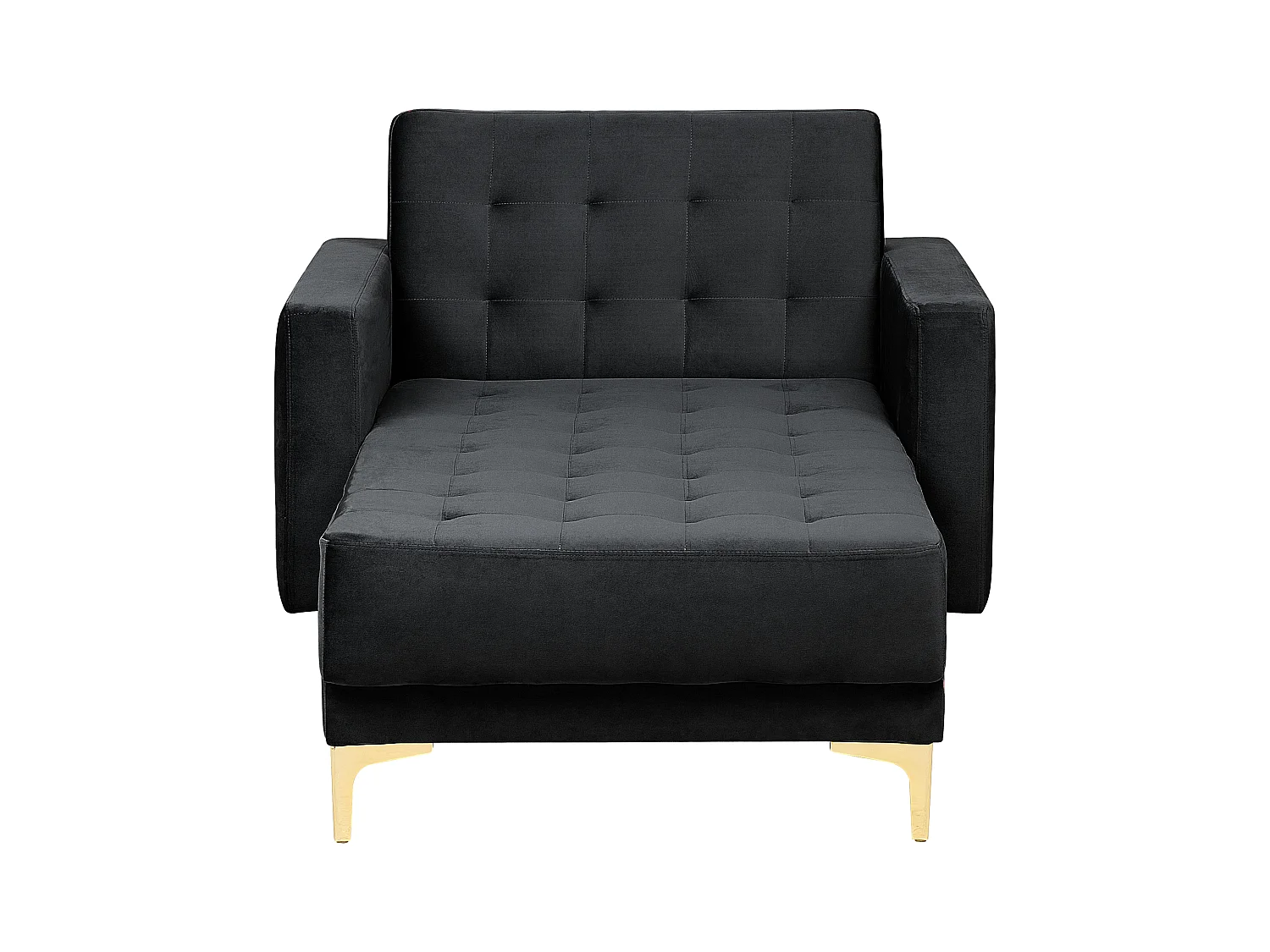 Chaiselongue Samtstoff schwarz mit Metallgestell gold versteppt Modern Aberdeen