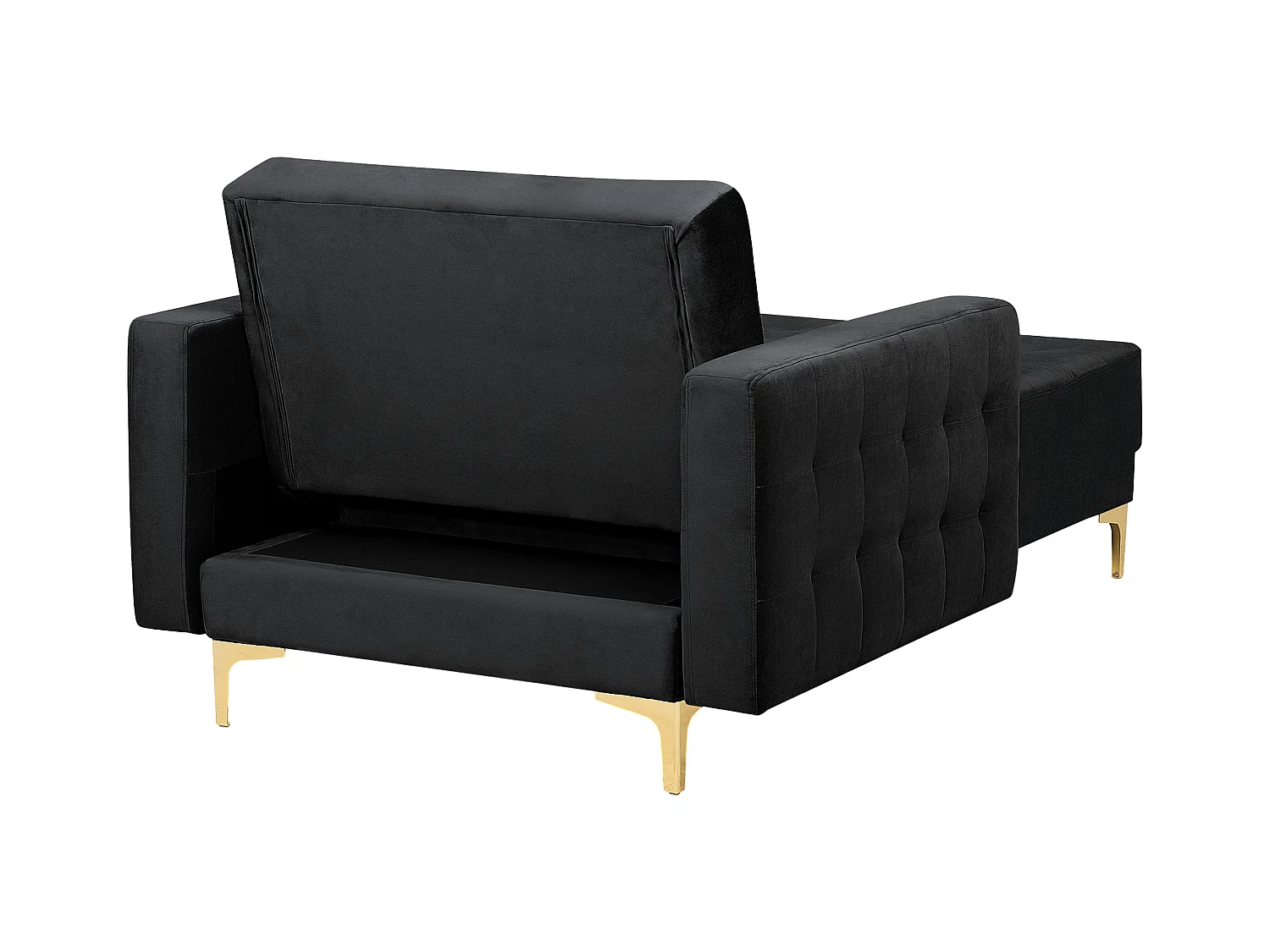 Chaiselongue Samtstoff schwarz mit Metallgestell gold versteppt Modern Aberdeen
