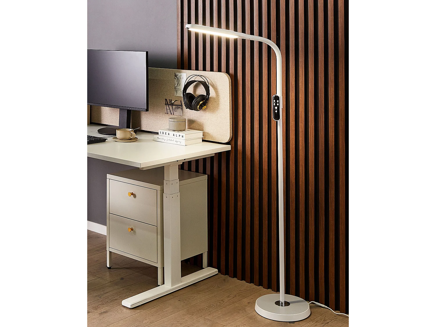 Lampadaire LED ARIES Avec télécommande Avec variateur Métal Blanc