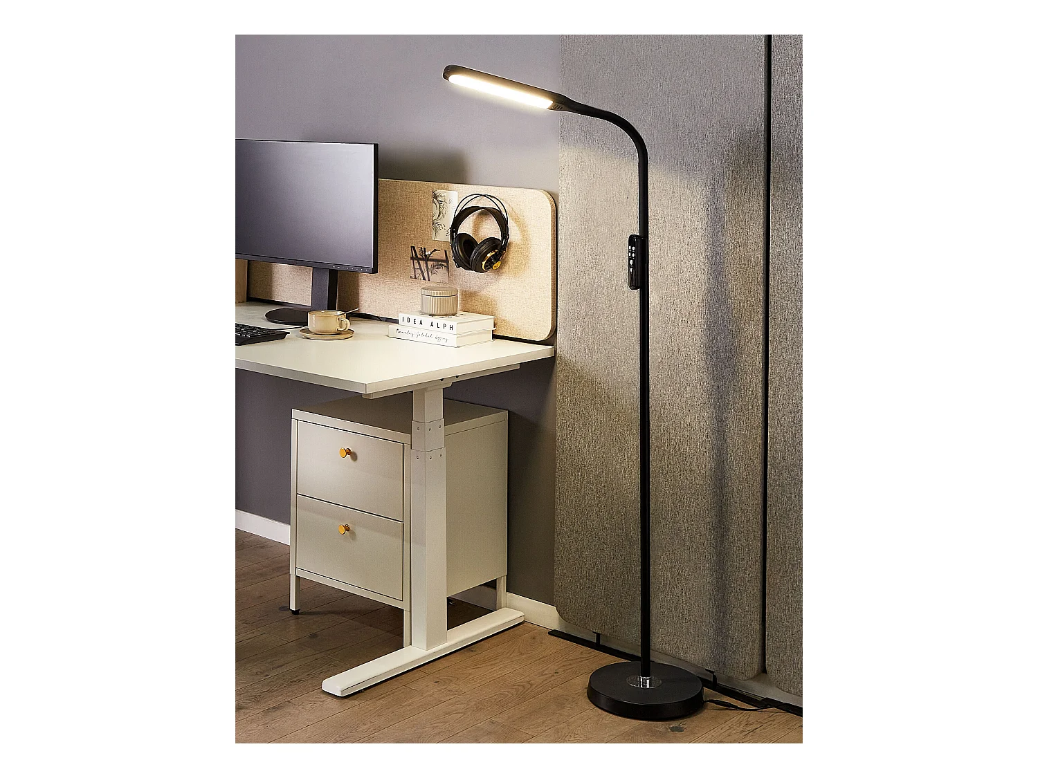 Lámpara LED de pie ARIES con regulador de intensidad Metal Negro