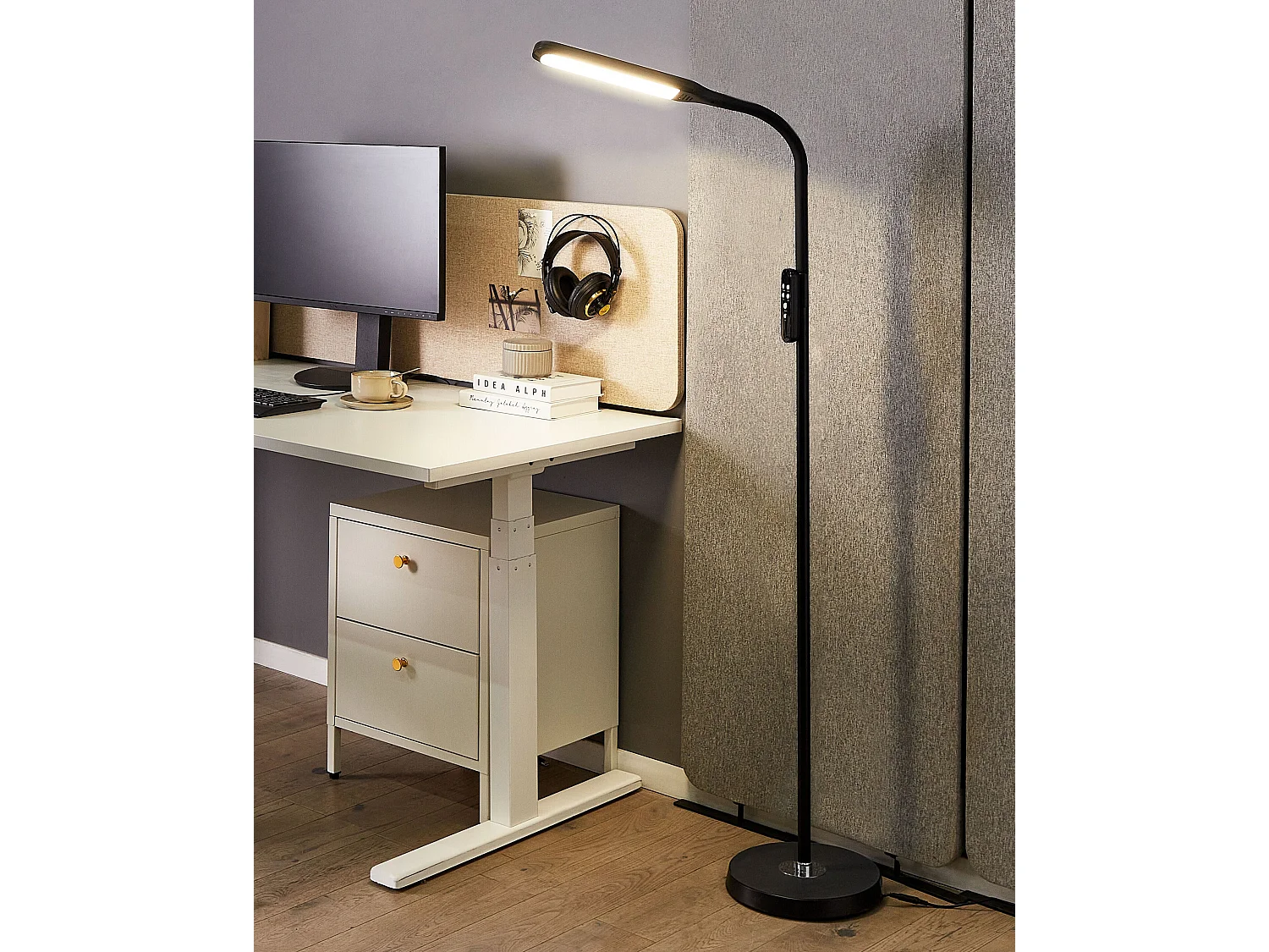 Lampadaire LED ARIES Avec télécommande Avec variateur Métal Noir
