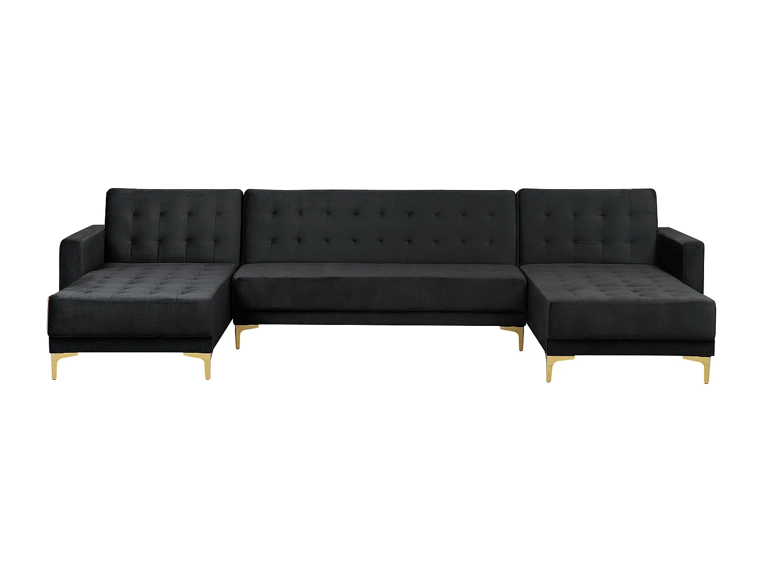 Sofá-cama modular em forma de U ABERDEEN Veludo Preto 5 lugares