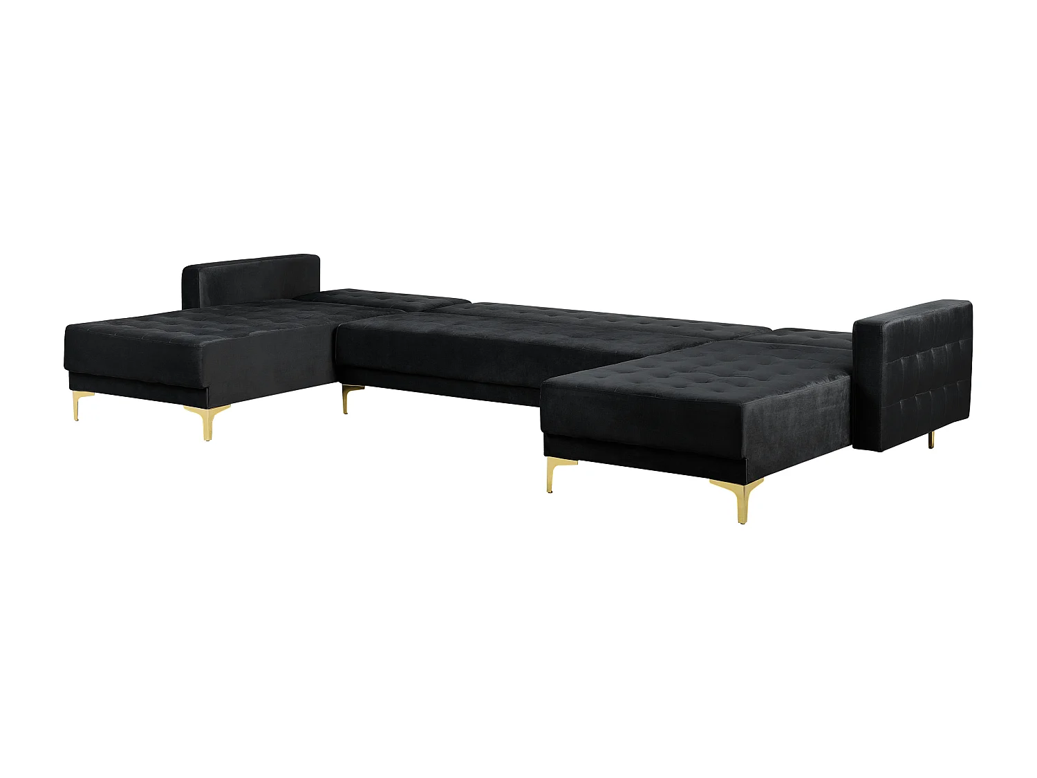 Sofá-cama modular em forma de U ABERDEEN Veludo Preto 5 lugares