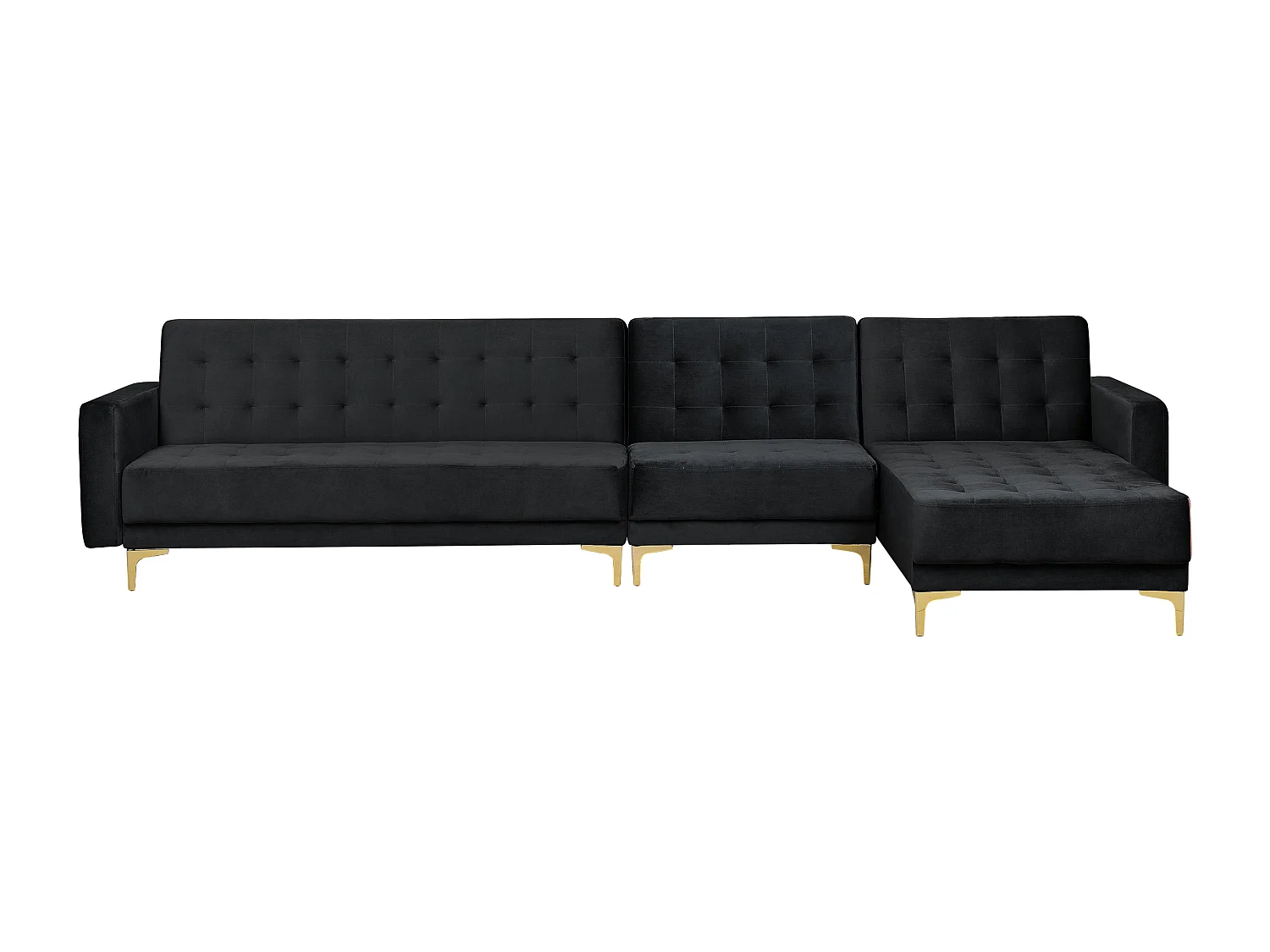 Modulsofa 5-Sitzer Samtstoff Schlaffunktion schwarz linksseitig Modern Aberdeen