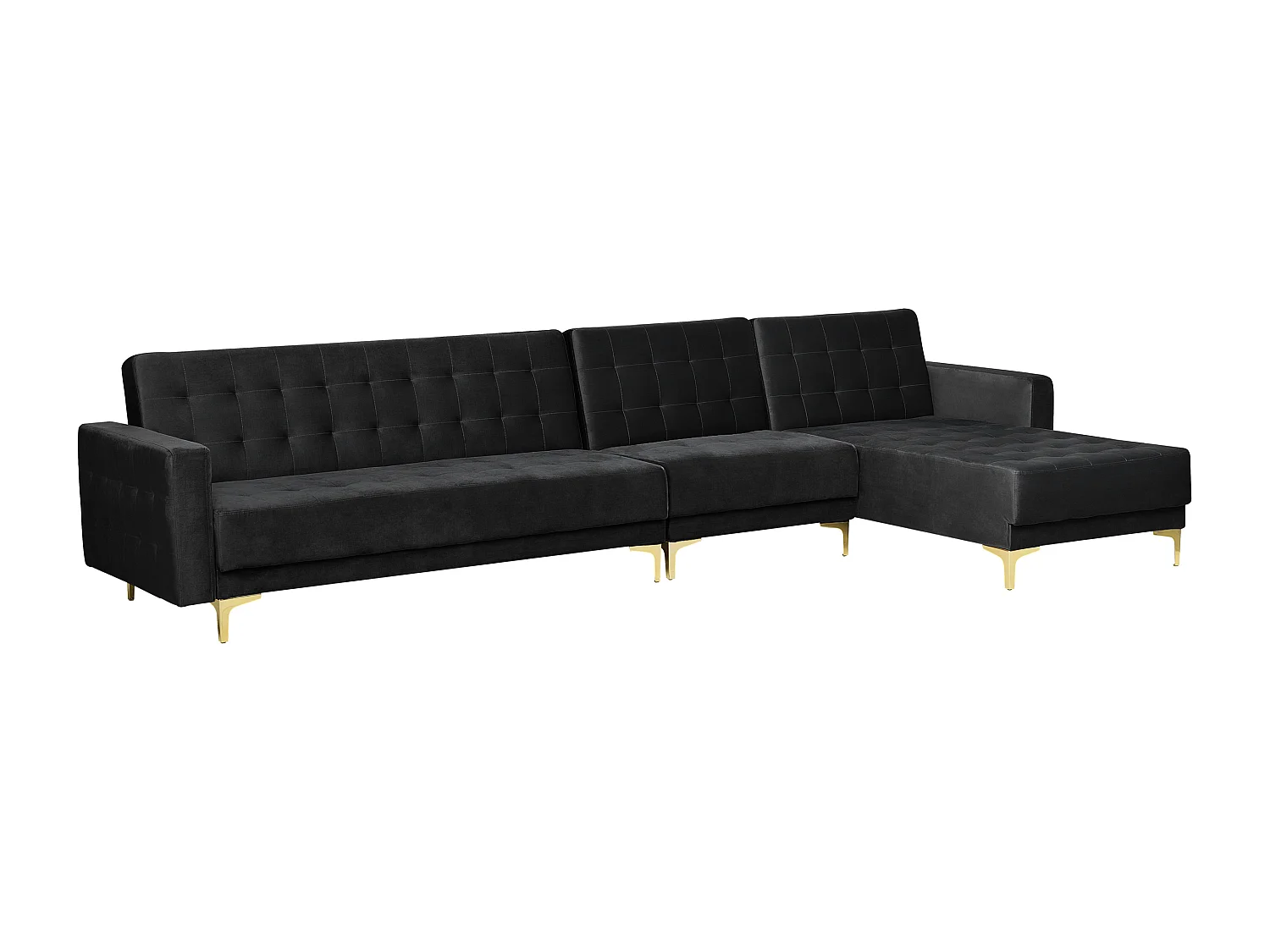 Modulsofa 5-Sitzer Samtstoff Schlaffunktion schwarz linksseitig Modern Aberdeen
