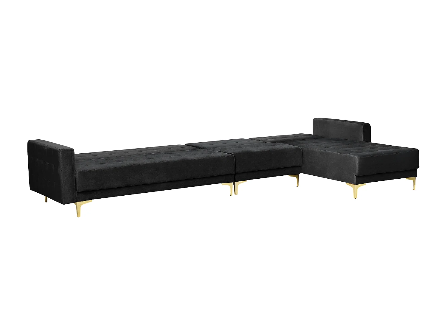 Modulsofa 5-Sitzer Samtstoff Schlaffunktion schwarz linksseitig Modern Aberdeen