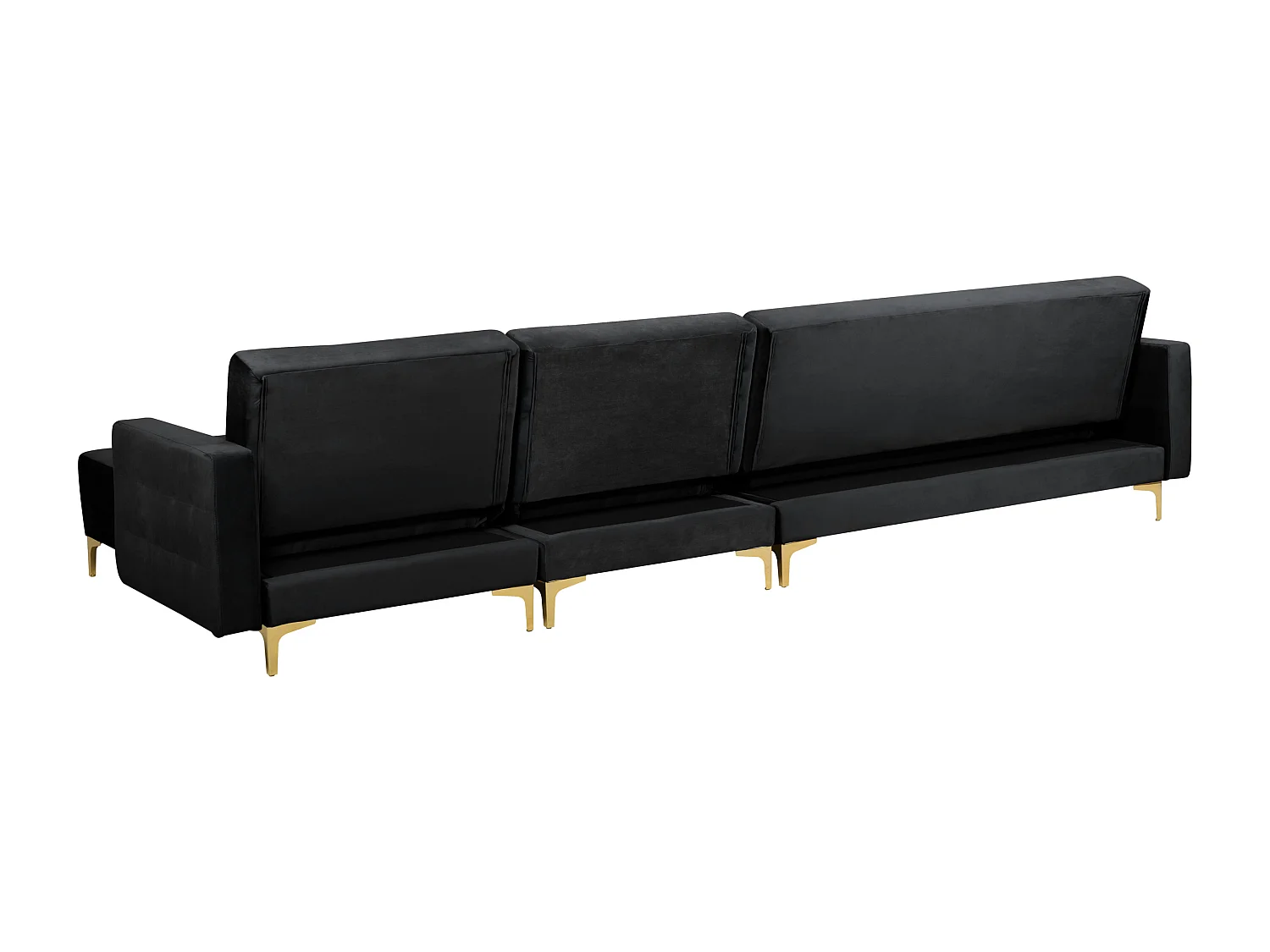 Modulsofa 5-Sitzer Samtstoff Schlaffunktion schwarz linksseitig Modern Aberdeen