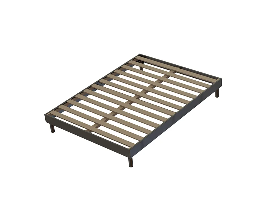 Ensemble Matelas mousse ECO - 160x200 - 2 Oreillers mémoire 60x60  - Sommier kit Gris