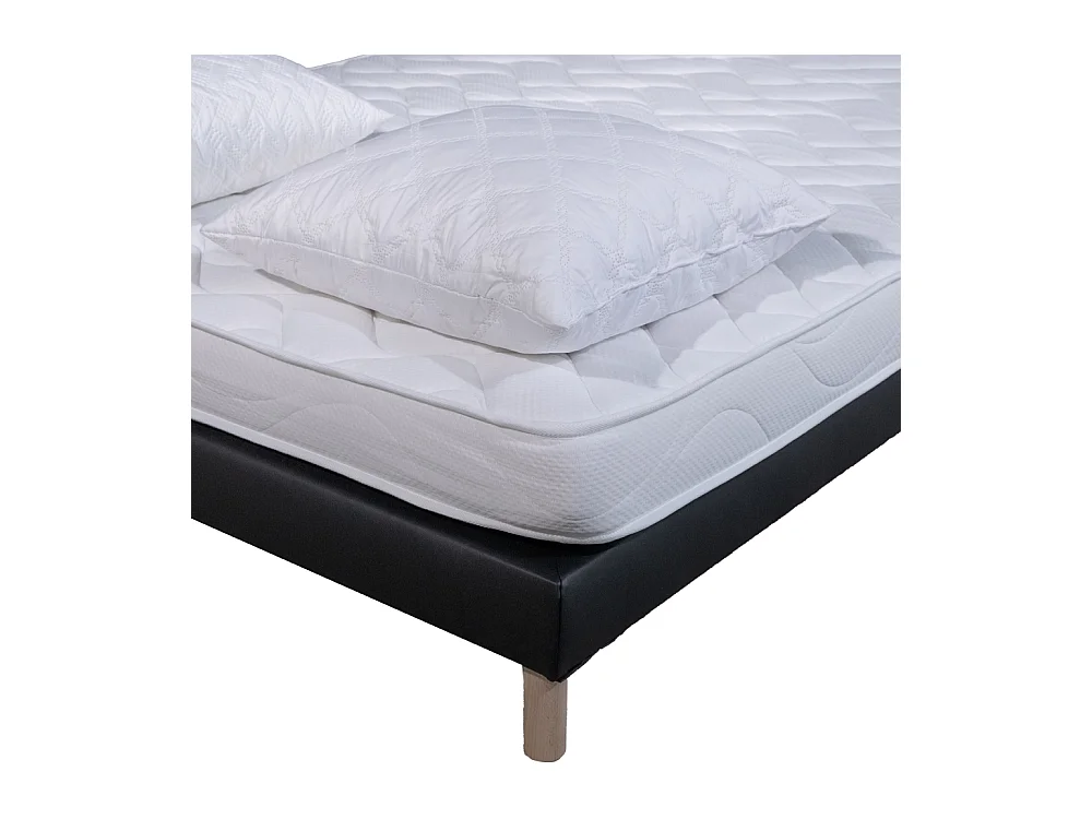 Ensemble Matelas mousse ECO - 160x200 - 2 Oreillers mémoire 60x60  - Sommier kit Gris