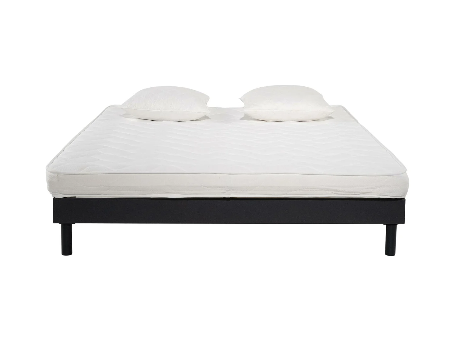 Ensemble Matelas mousse ECO - 160x200 - 2 Oreillers mémoire 60x60  - Sommier kit Gris