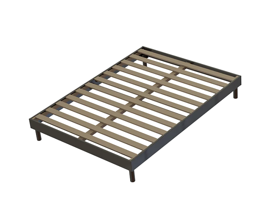 Ensemble Matelas mousse ECO - 140x190 - 2 Oreillers mémoire 60x60 - Sommier kit Gris