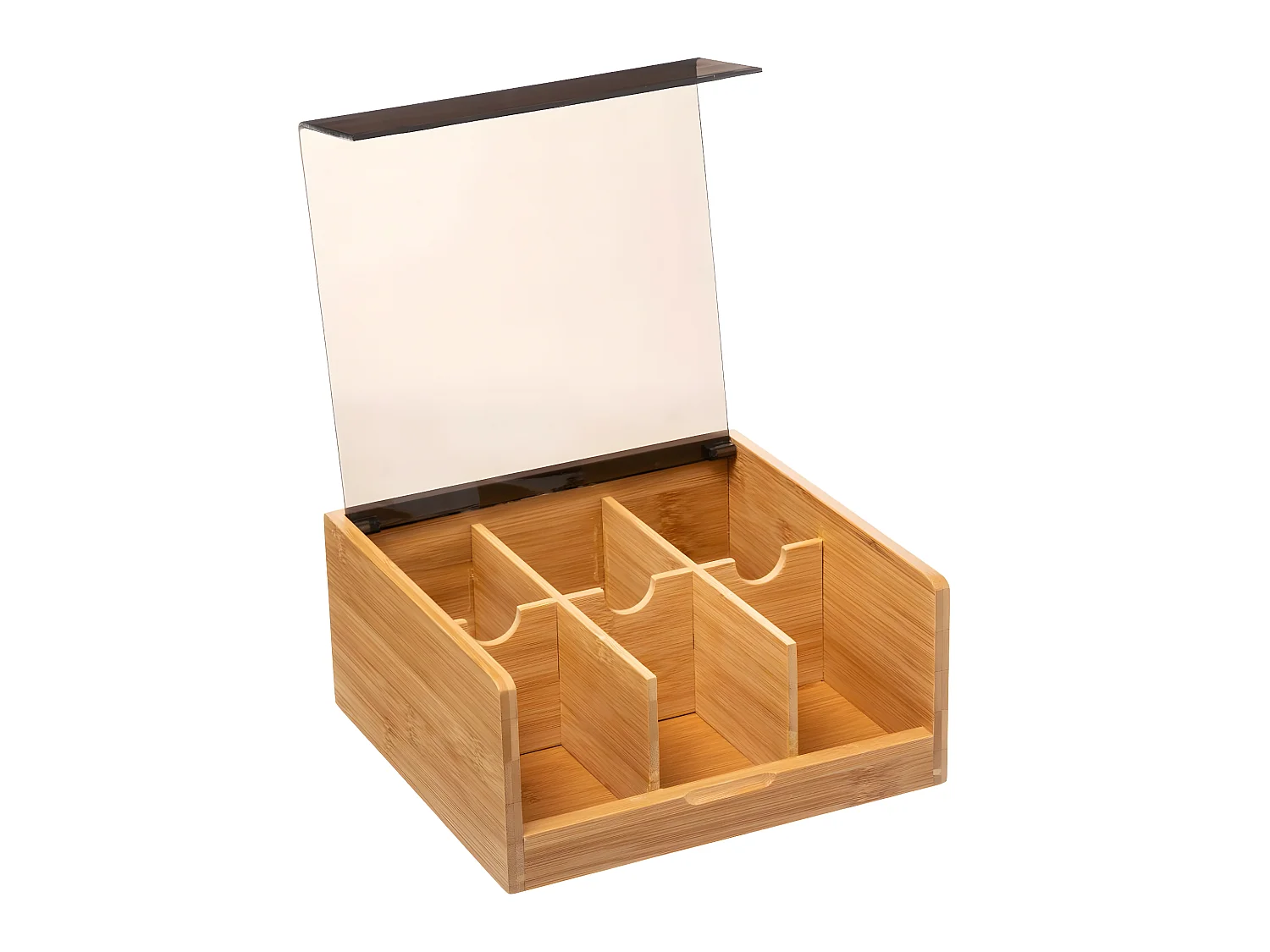 Boite à Thé en  Bambou 6 compartiments couvercle Noir