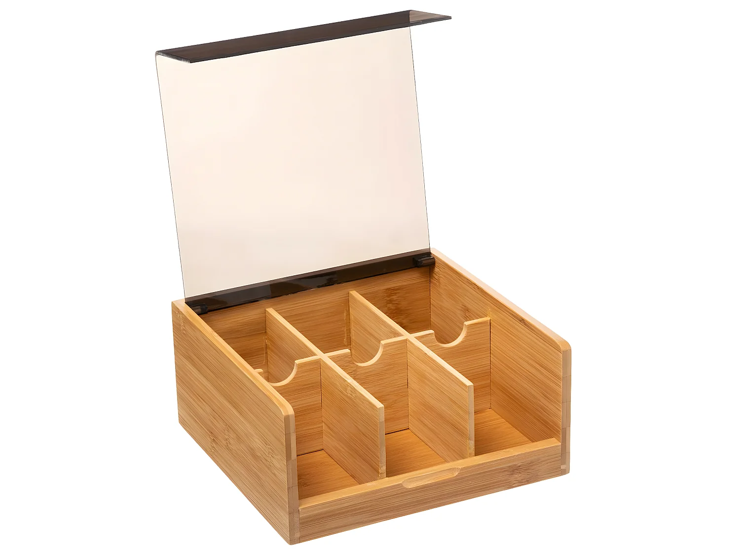 Boite à Thé en  Bambou 6 compartiments couvercle Noir