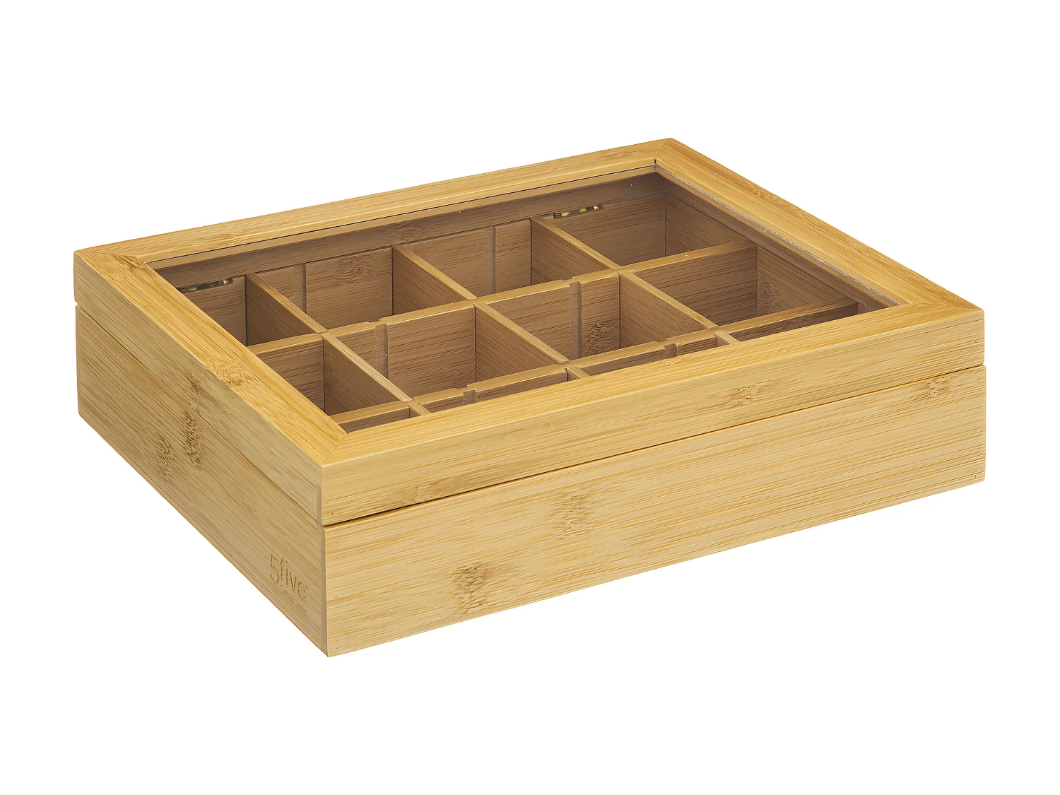 Boîte à thé en Bambou 12 compartiments amovibles