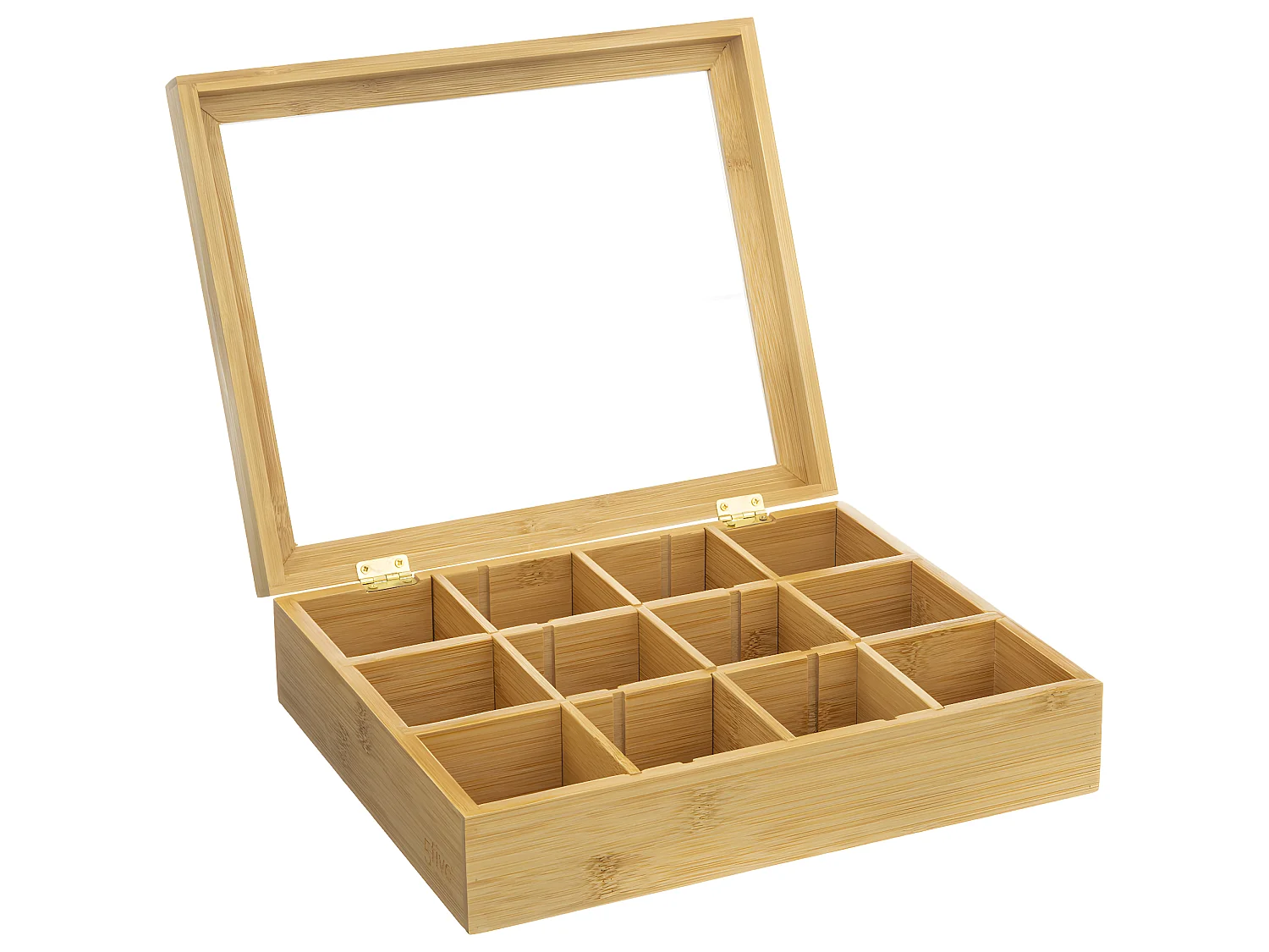 Boîte à thé en Bambou 12 compartiments amovibles