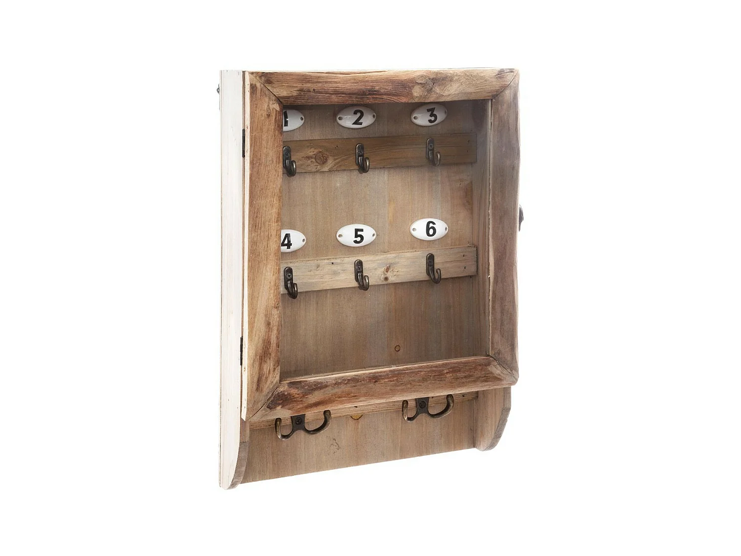 Boîte à clés murale rétro vintage en bois H 38 cm