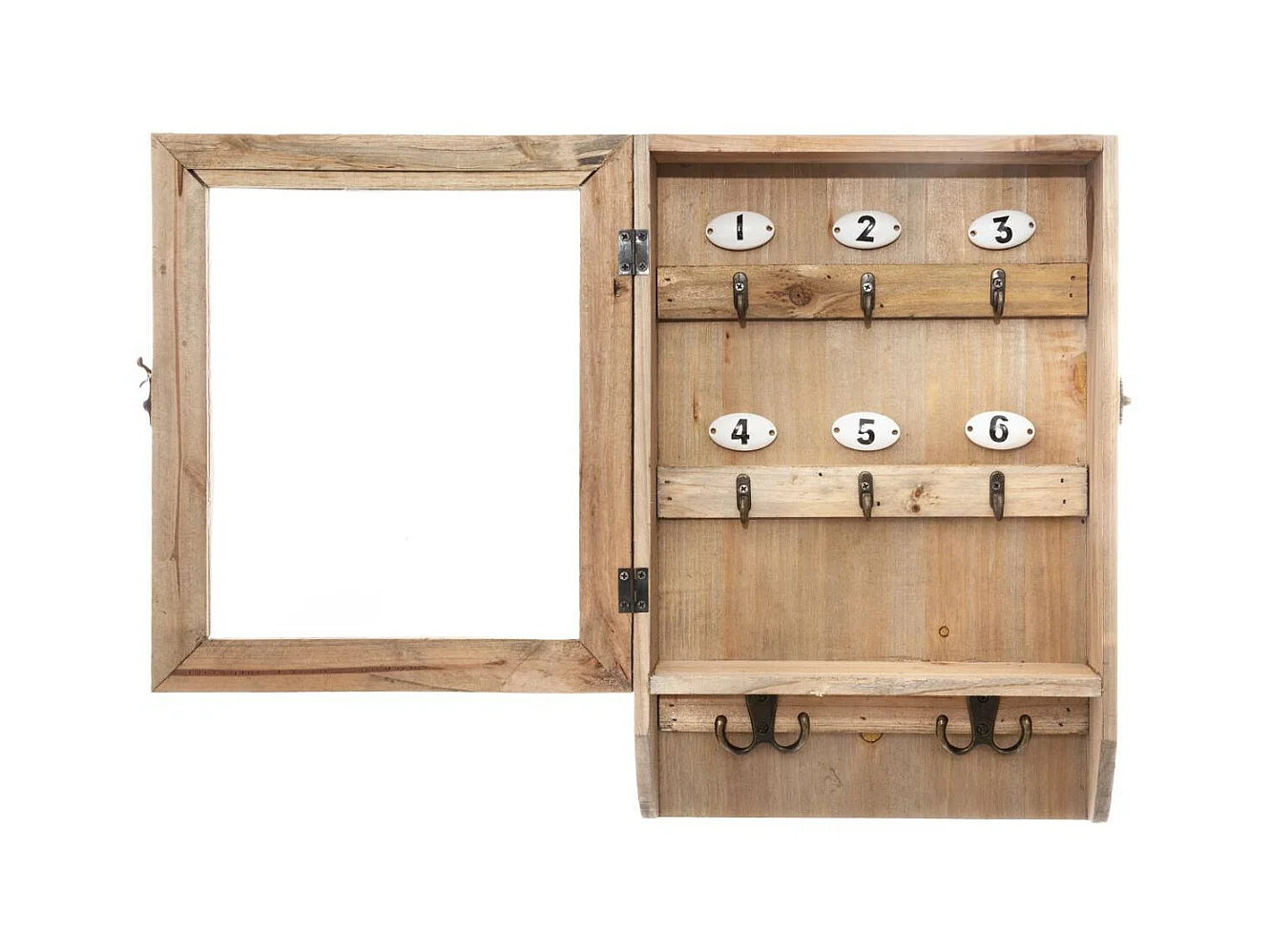 Boîte à clés murale rétro vintage en bois H 38 cm