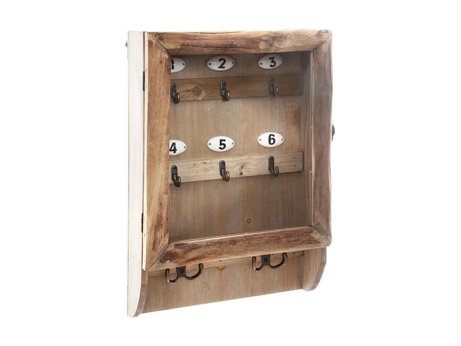 Boîte à clés murale rétro vintage en bois H 38 cm