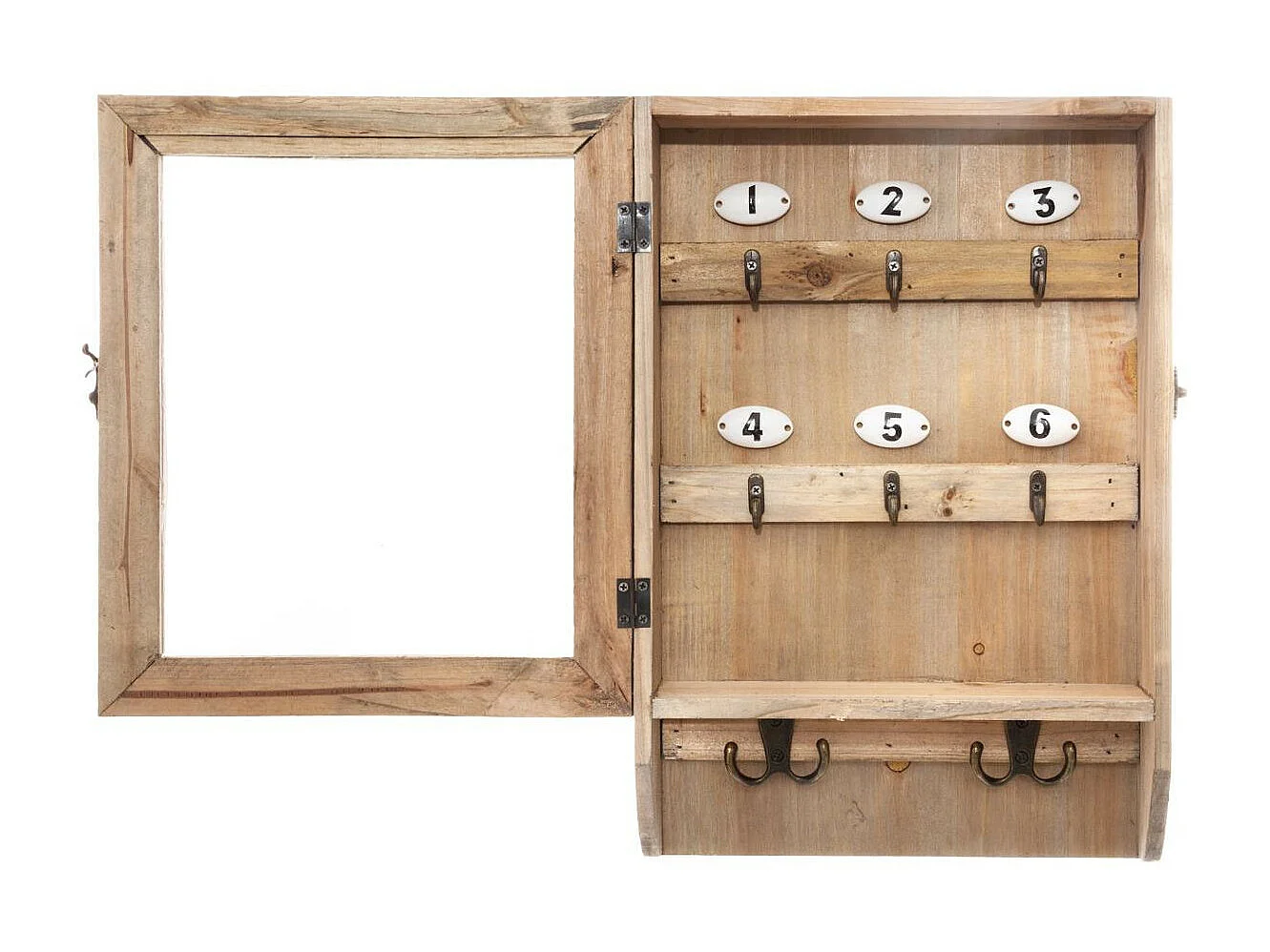 Boîte à clés murale rétro vintage en bois H 38 cm