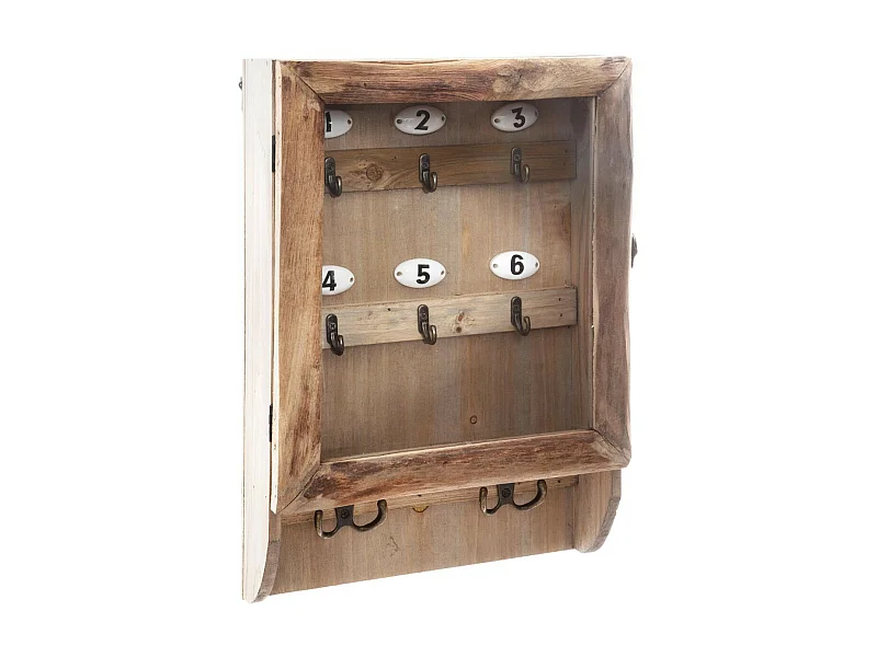 Boîte à clés murale rétro vintage en bois H 38 cm