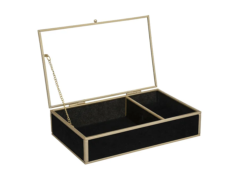 Boîte à bijoux en Velours Noir et Métal  15 x 23 cm