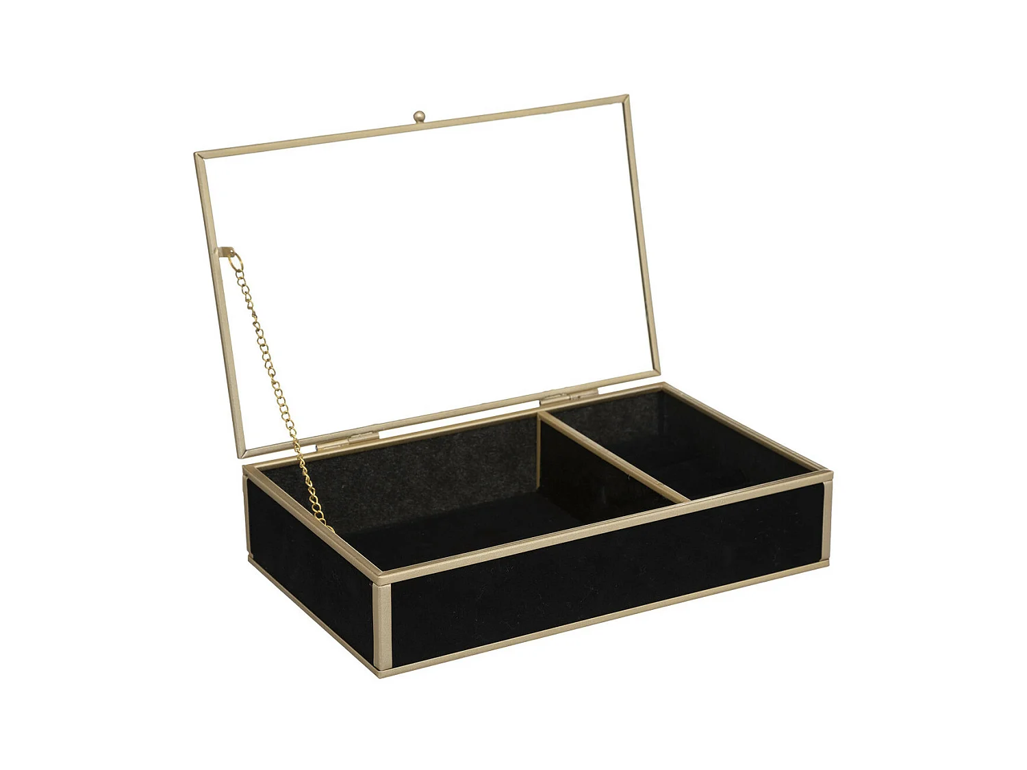 Boîte à bijoux en Velours Noir et Métal  15 x 23 cm