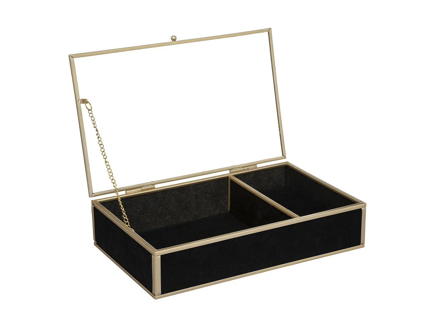 Boîte à bijoux en Velours Noir et Métal  15 x 23 cm