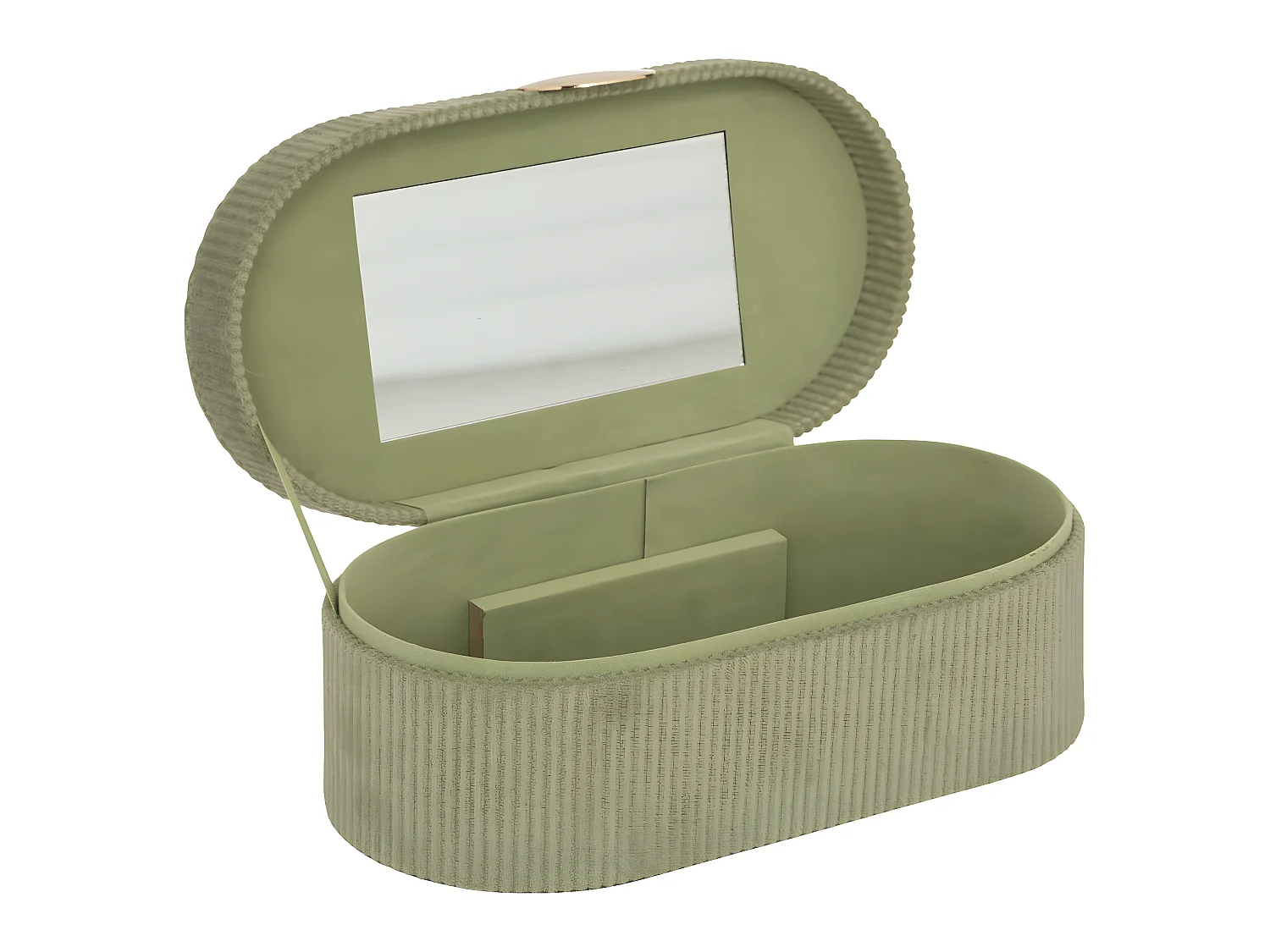 Boîte à bijoux en velours Vert Kaki avec miroir